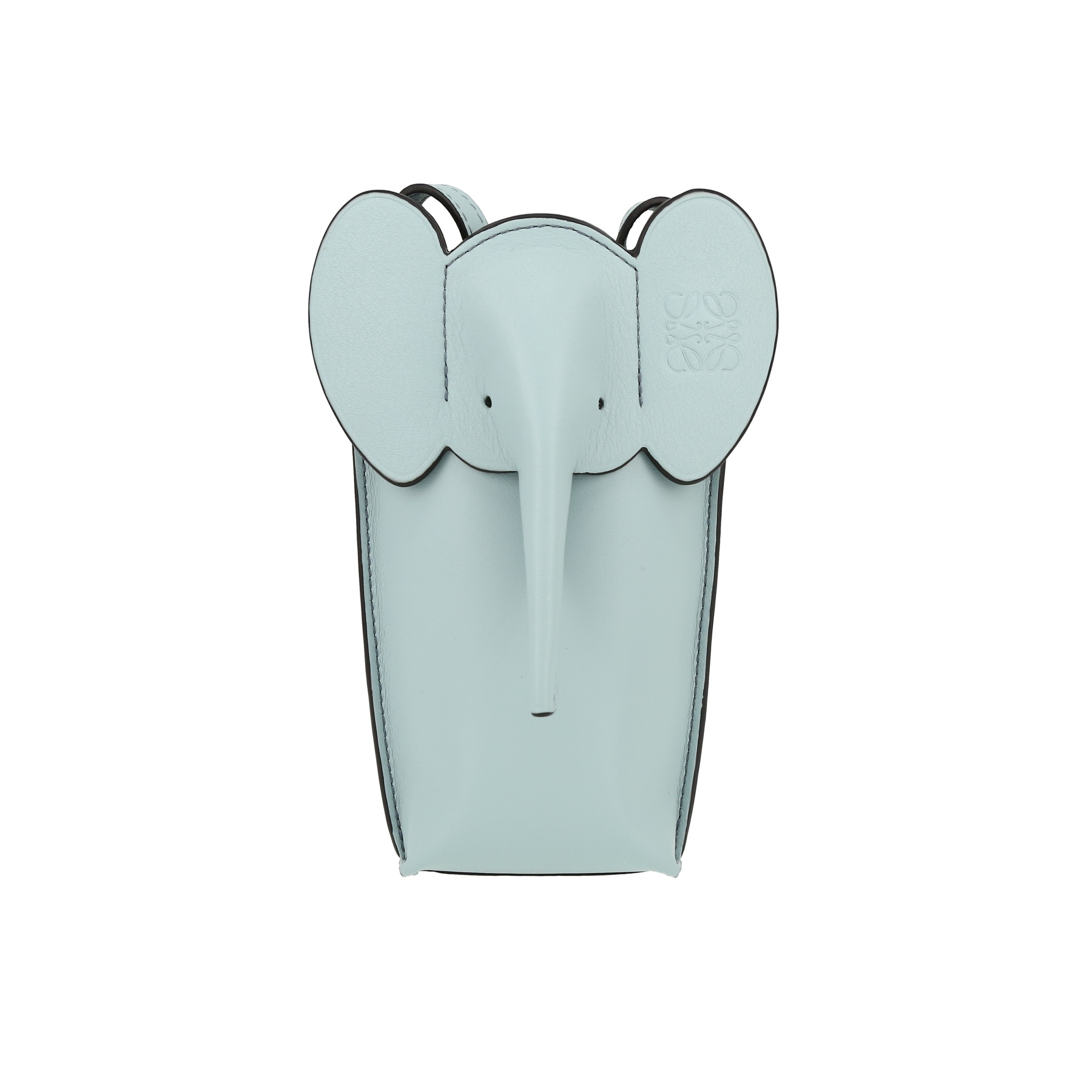 Elephant Pocket Shoulder Bag In Light Blue Leather