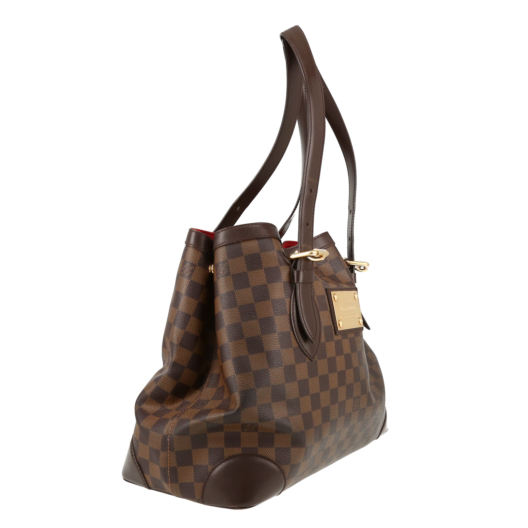 Sac cabas Louis Vuitton  Hampstead en toile damier ébène et cuir marron