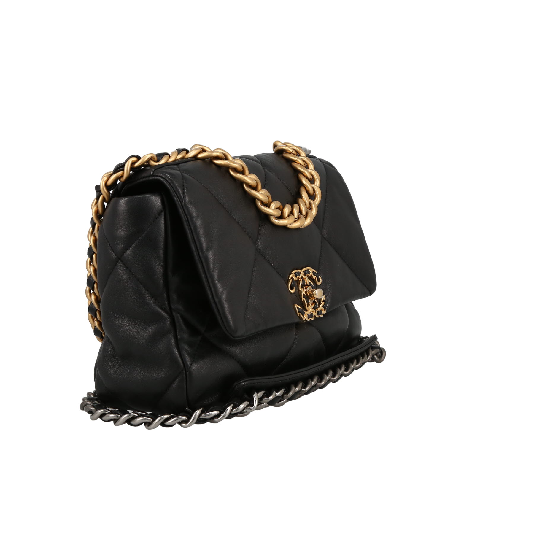 Sac bandoulière Chanel  19 en cuir matelassé noir
