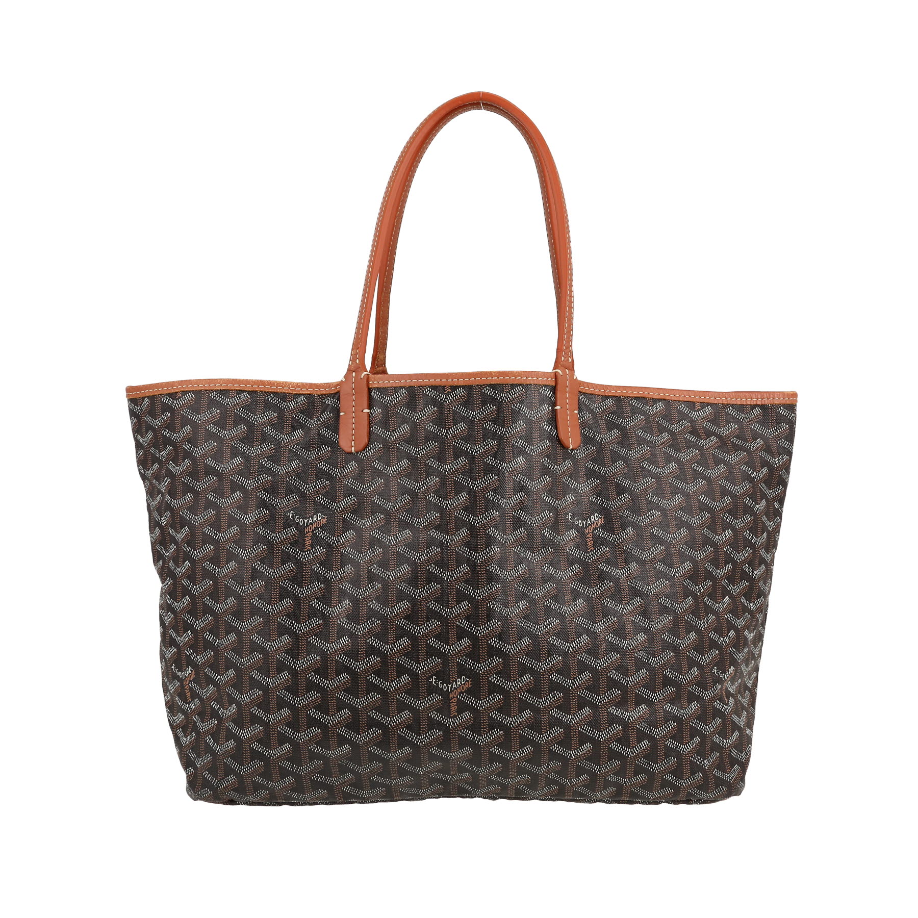 Goyard トートバッグ ブラウン・ブラック Authentic GOYARD Saint Louis With Pouch Tote Bag Black PVC