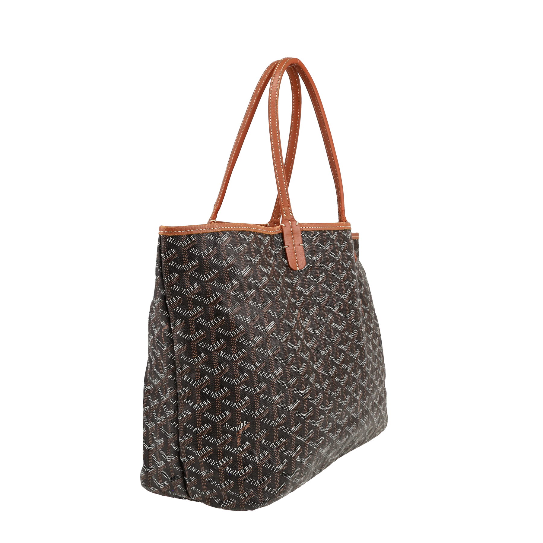 Goyard  Saint-Louis shopping bag  in black Goyard canvas  and brown leather