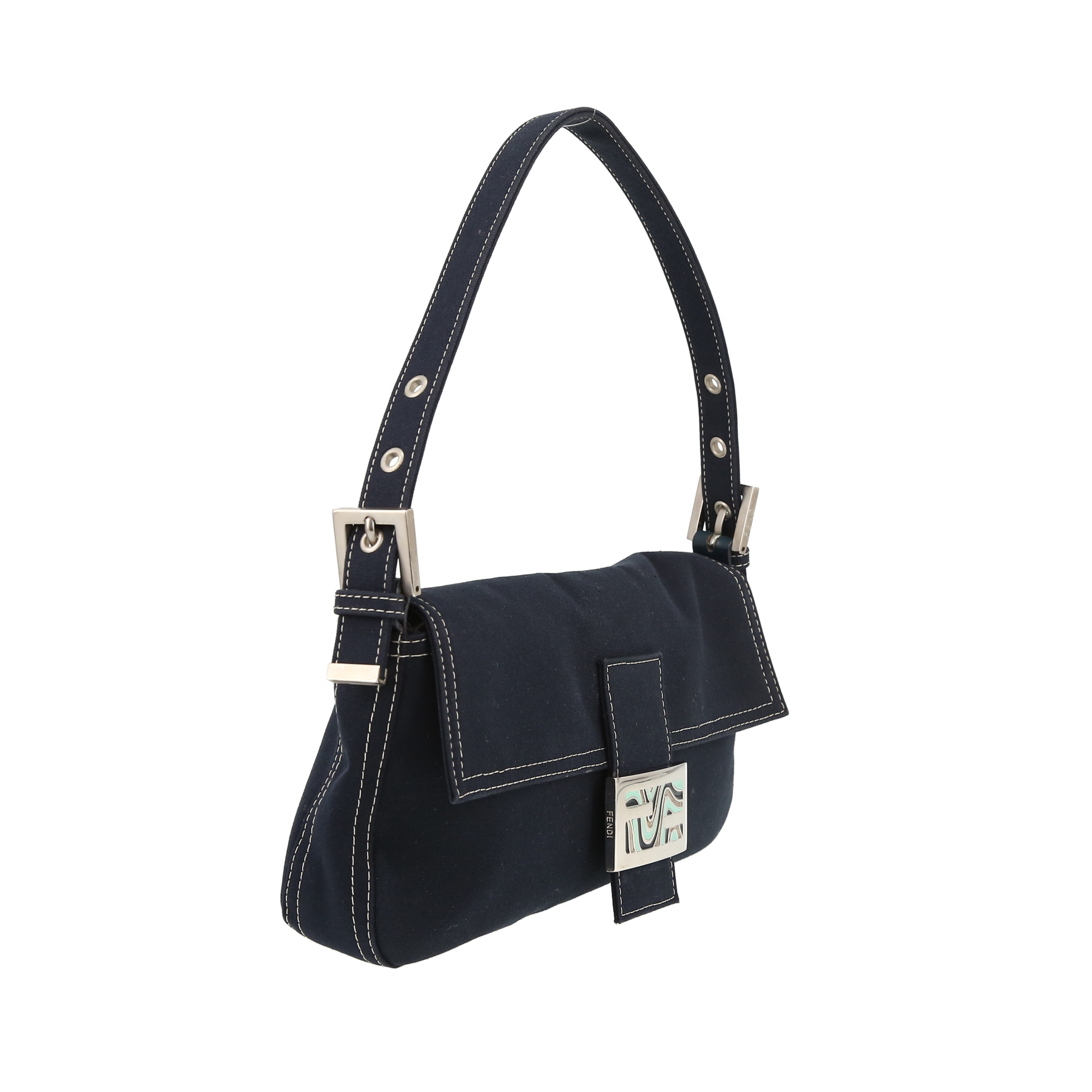 Fendi  Baguette handbag  in blue canvas