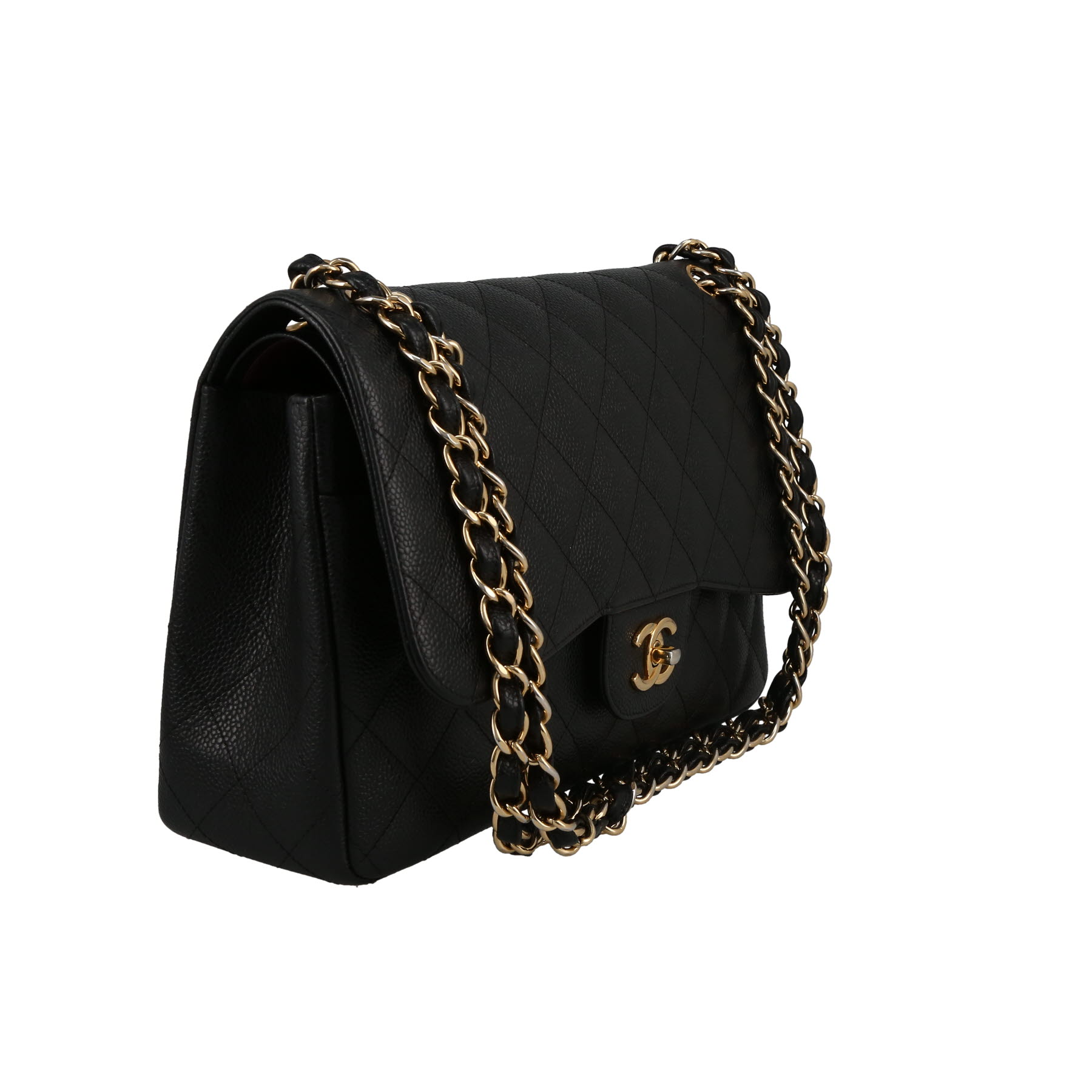 Chanel  Timeless Jumbo handbag  in black quilted grained leather