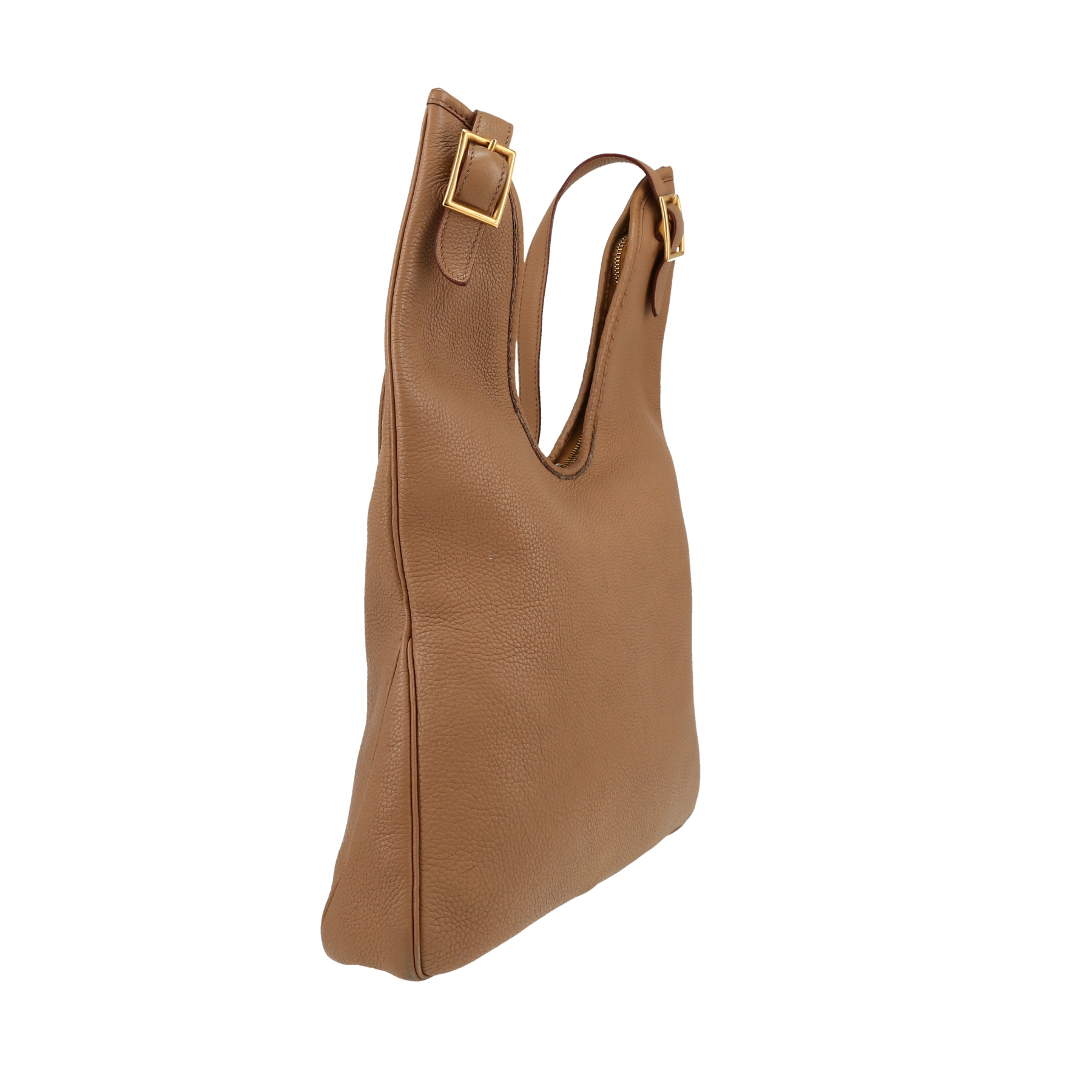 Bolso para llevar al hombro Hermès  Massai en cuero togo marrón etoupe