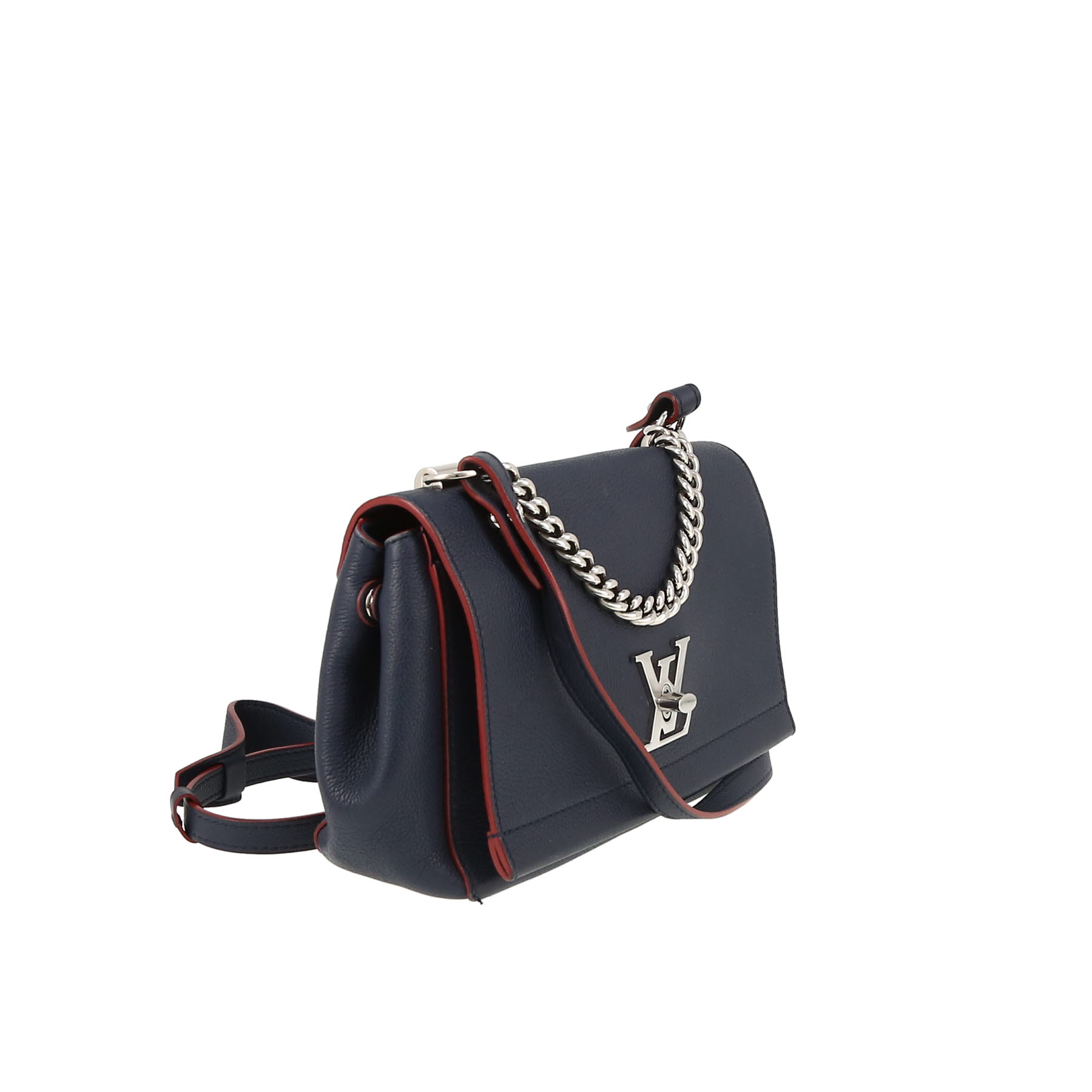 Louis Vuitton  Lockme handbag  in navy blue and red grained leather