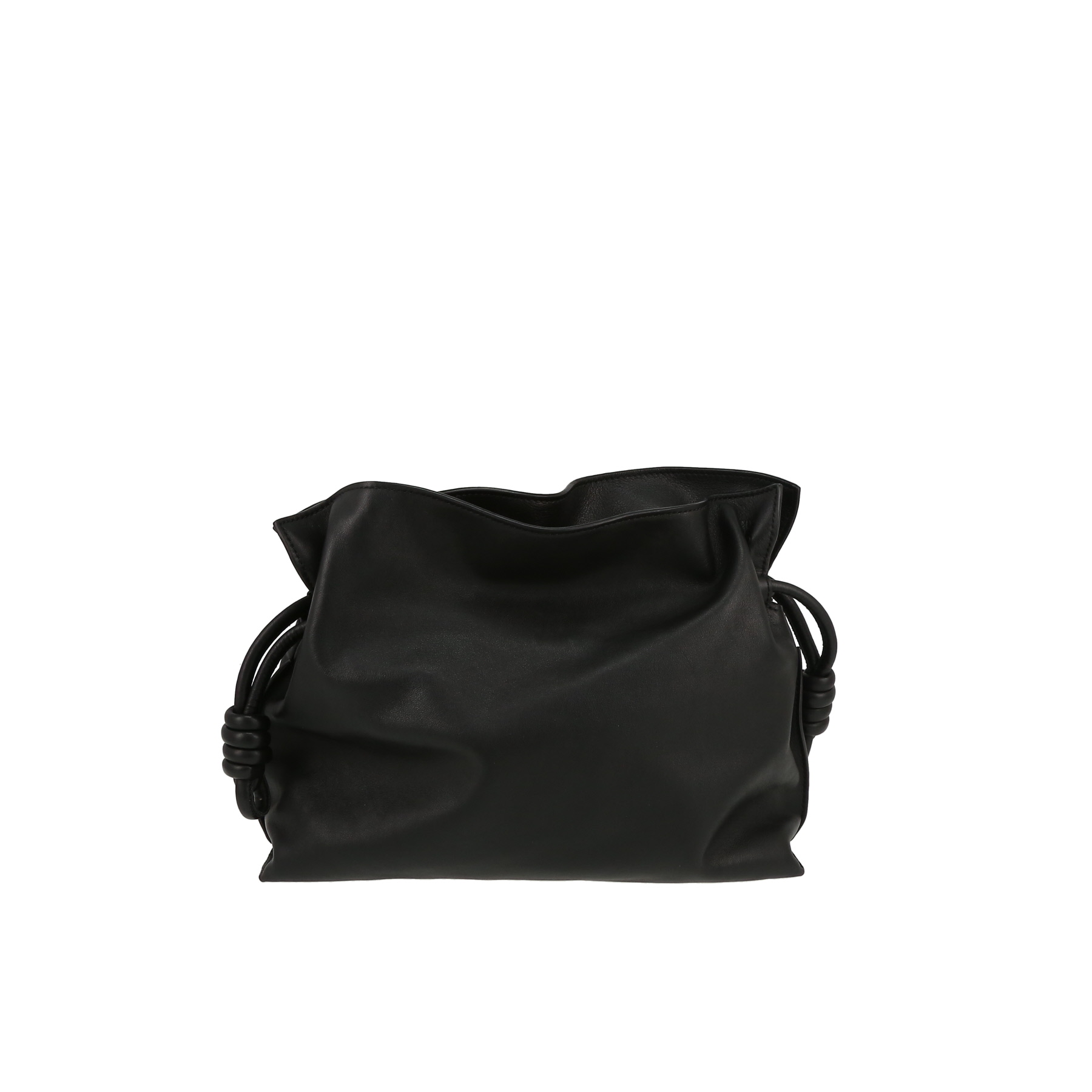 Flamenco Knot Shoulder Bag In Black Leather