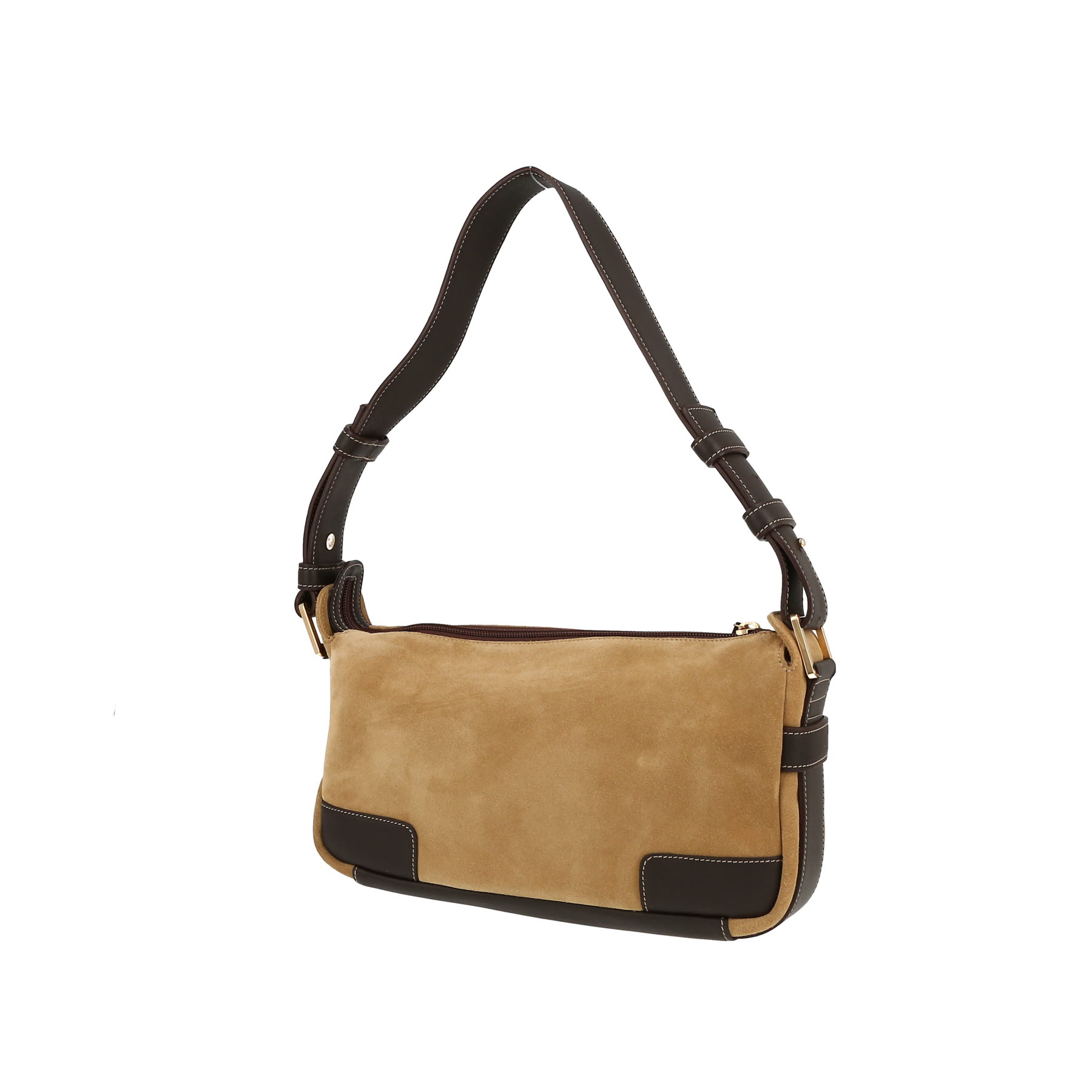 Handbag In Brown Nubuck And Brown Leather