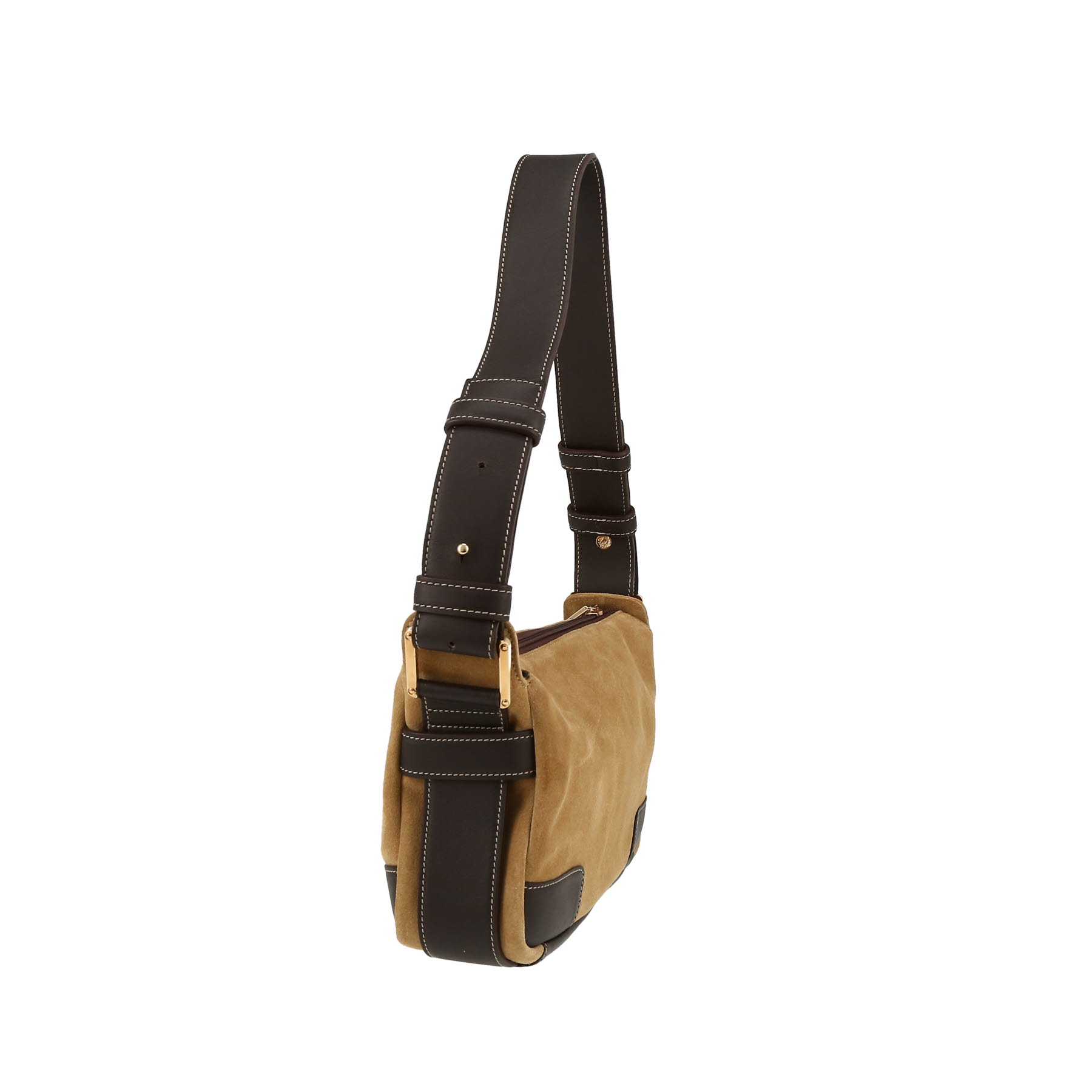 Handbag In Brown Nubuck And Brown Leather