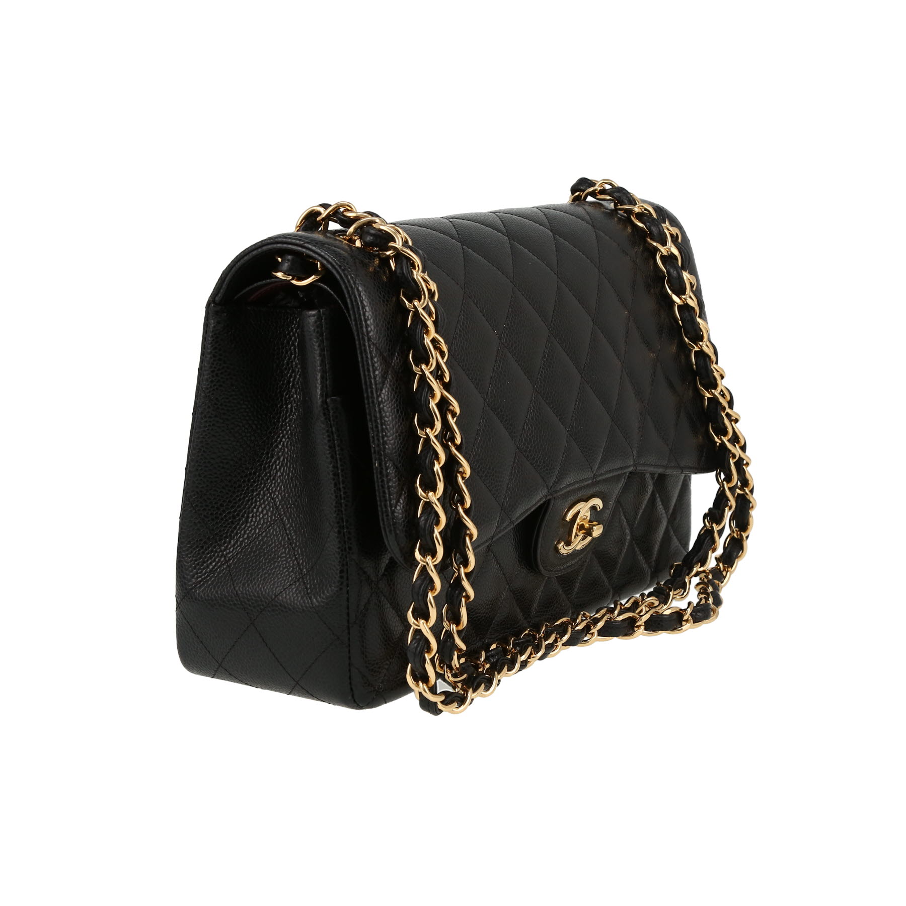 Chanel  Timeless Jumbo handbag  in black quilted grained leather