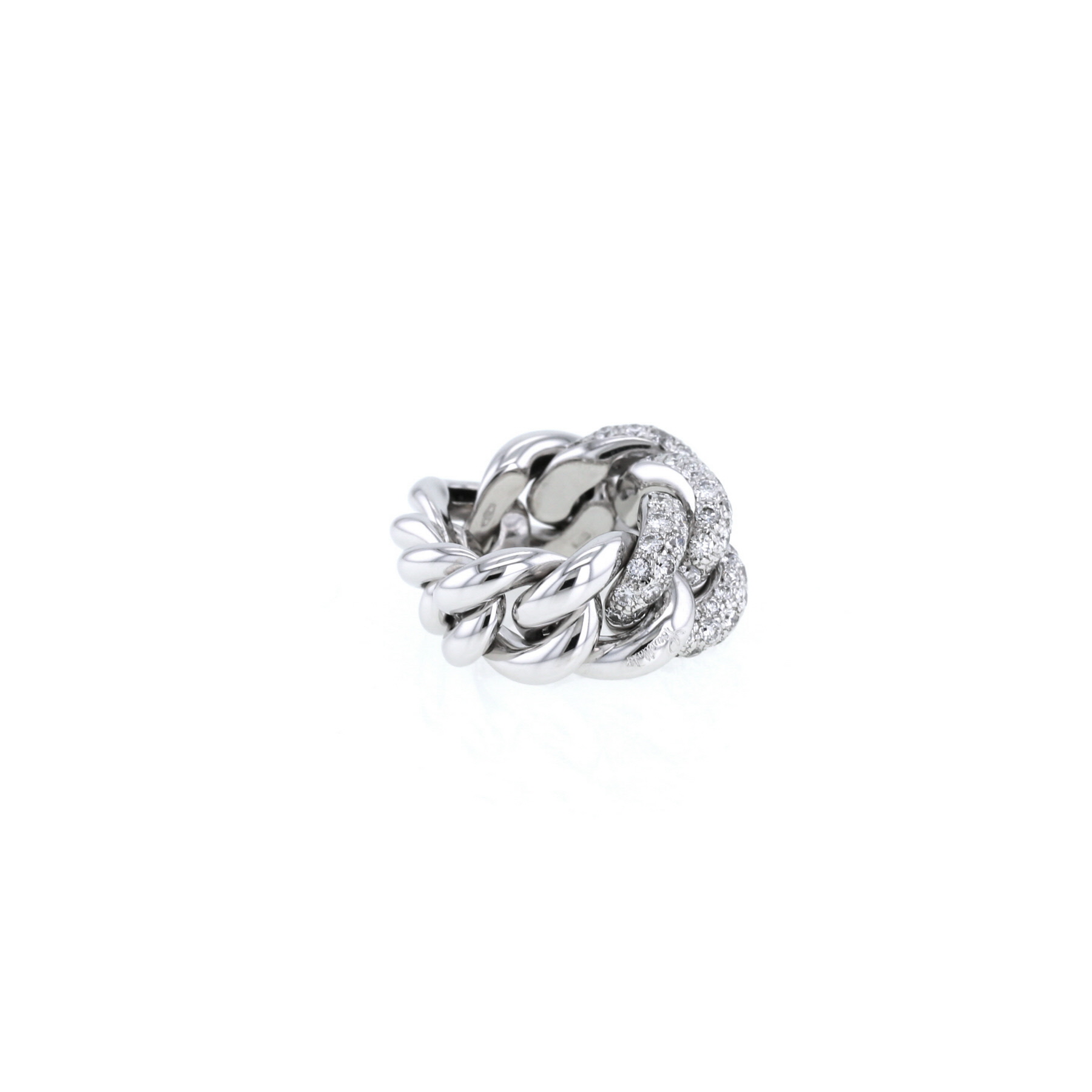 Flexible Pomellato Catene ring in white gold and diamonds