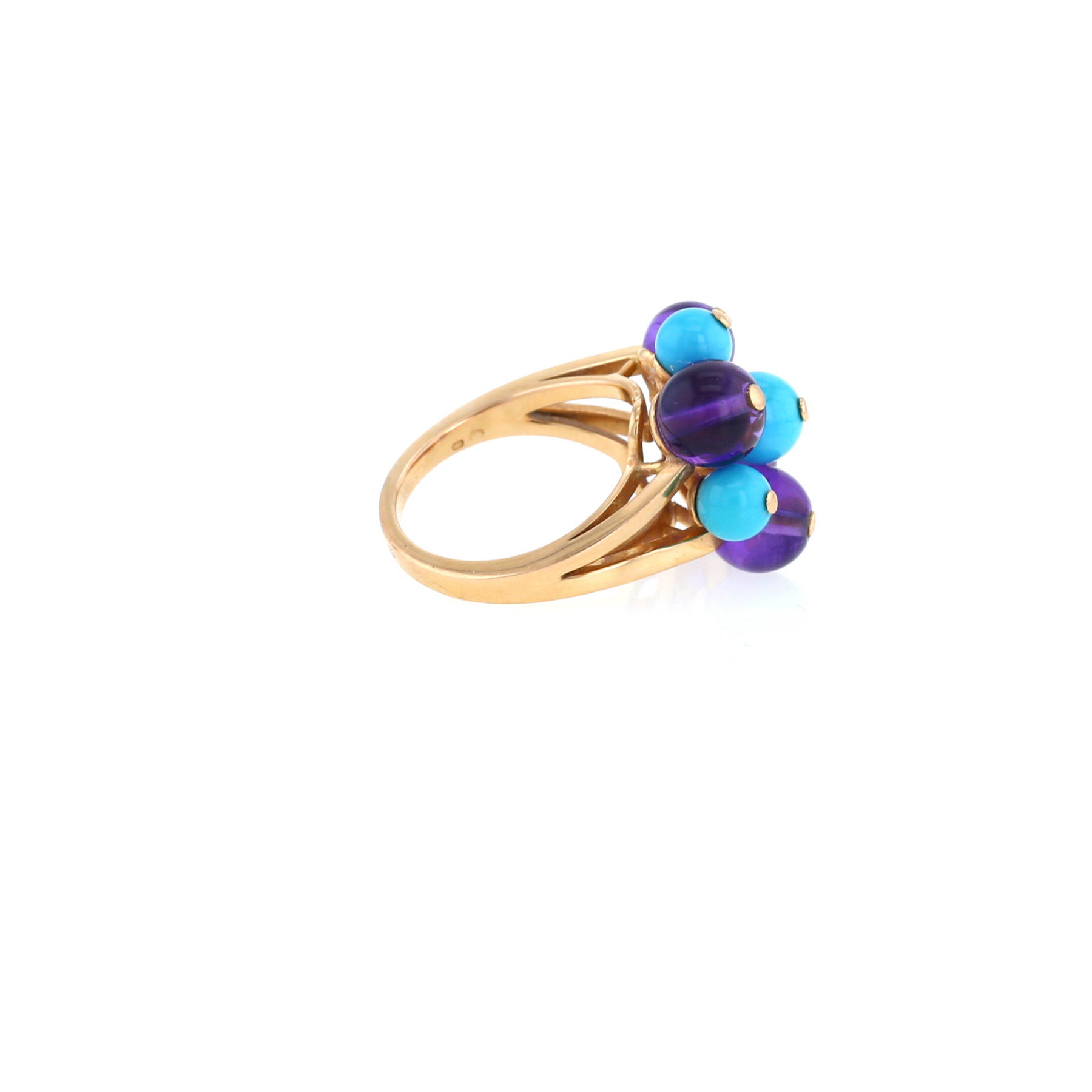 Anello Cartier Délice de Goa modello medio in oro giallo, ametista e turchese