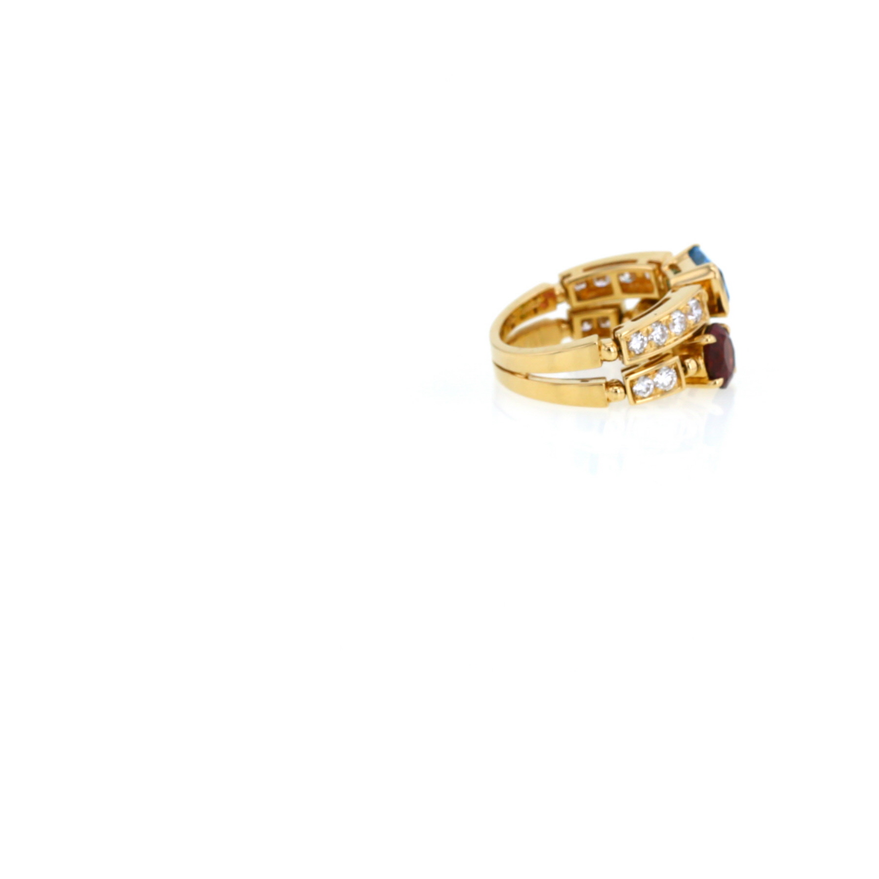 Anello mobile Bulgari Allegra modello medio in oro giallo, diamanti e pietre colorate Anello mobile Bulgari Allegra modello medio in oro giallo, diamanti e pietre colorate