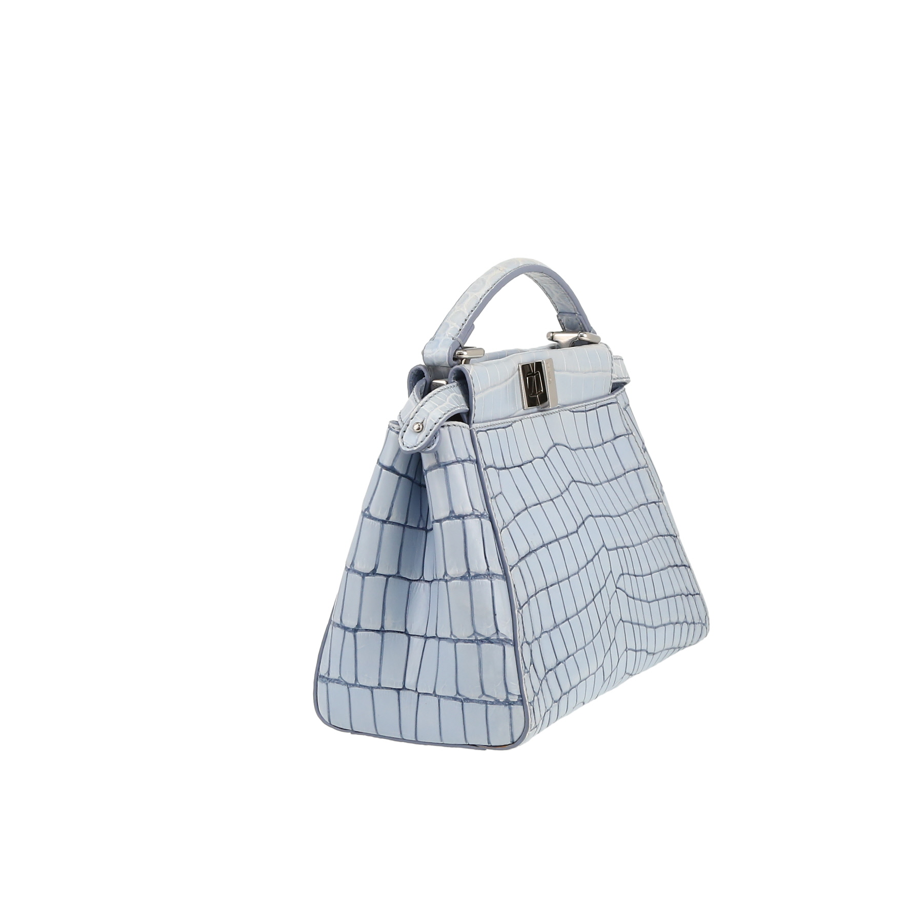 Borsa Fendi  Mini Peekaboo in alligatore blu