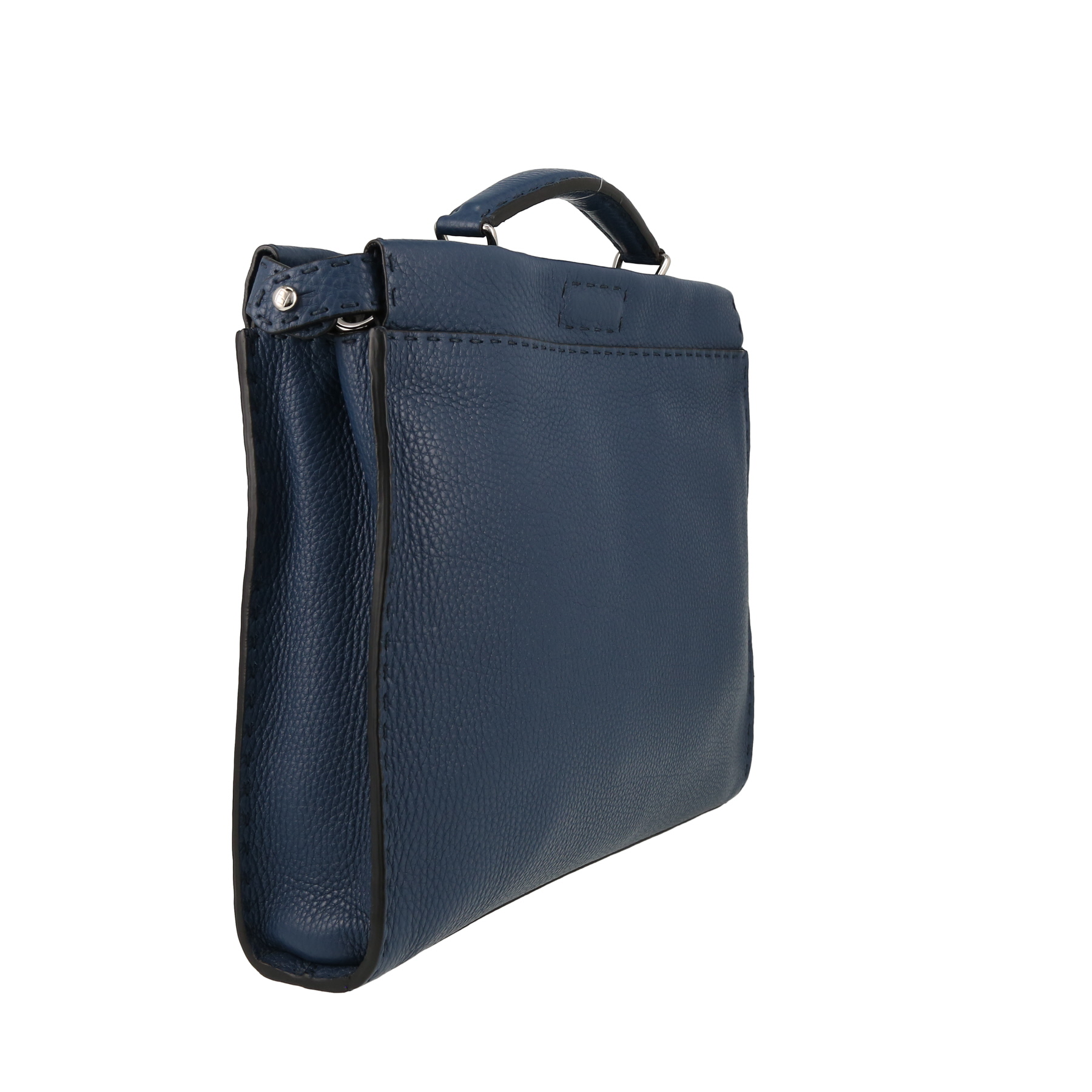 Fendi  Peekaboo large model  shoulder bag  in blue grained leather