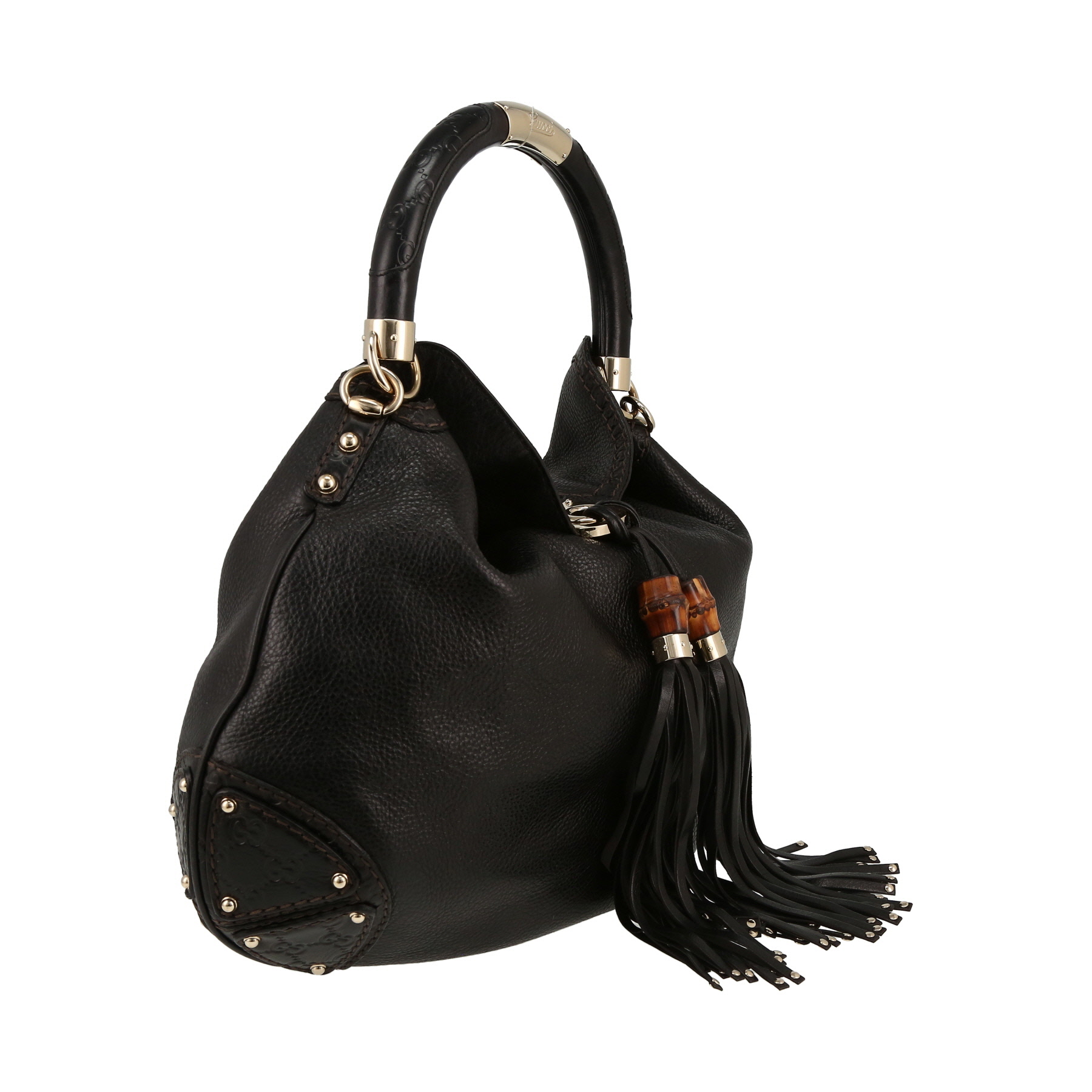 Gucci  Indy handbag  in brown grained leather