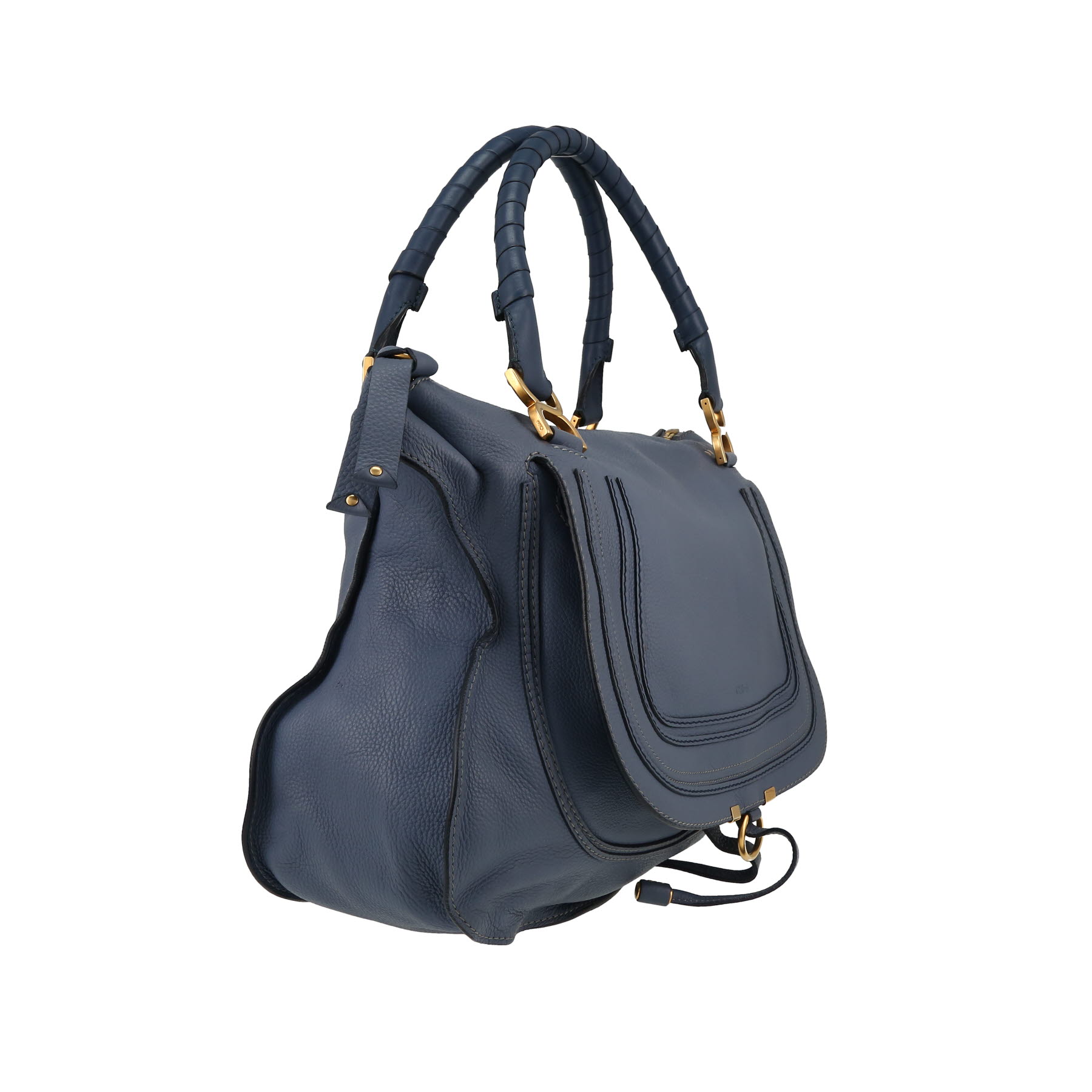 Chloé  Marcie handbag  in blue grained leather