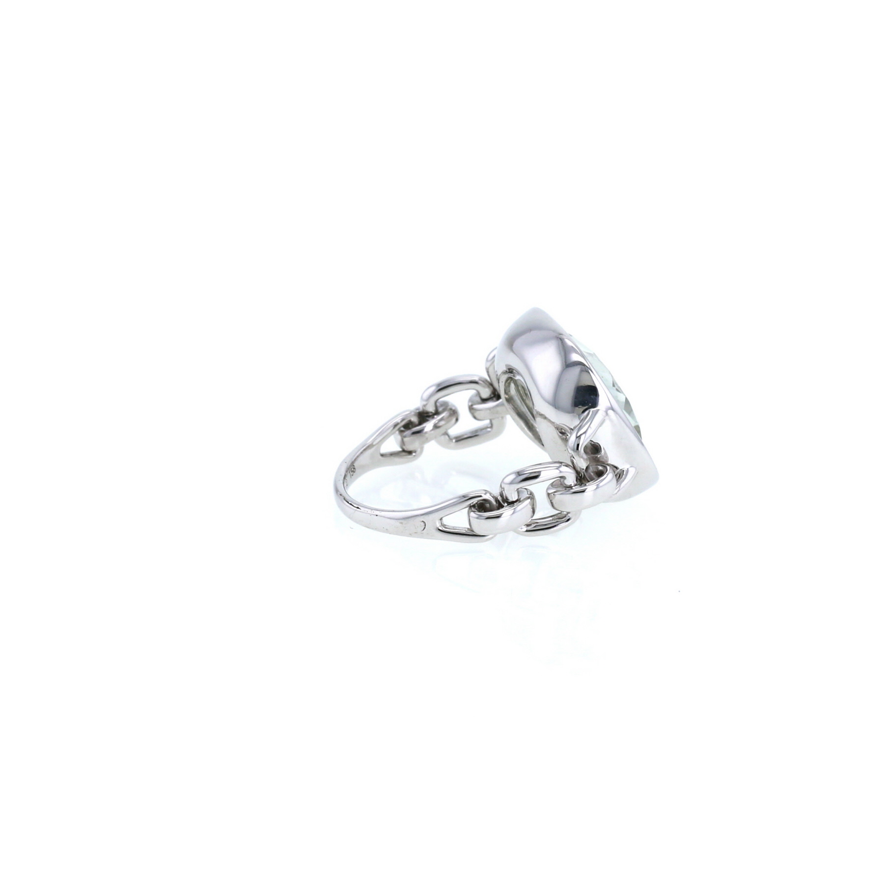 Anello Poiray Indrani modello grande in oro bianco e quarzo verde