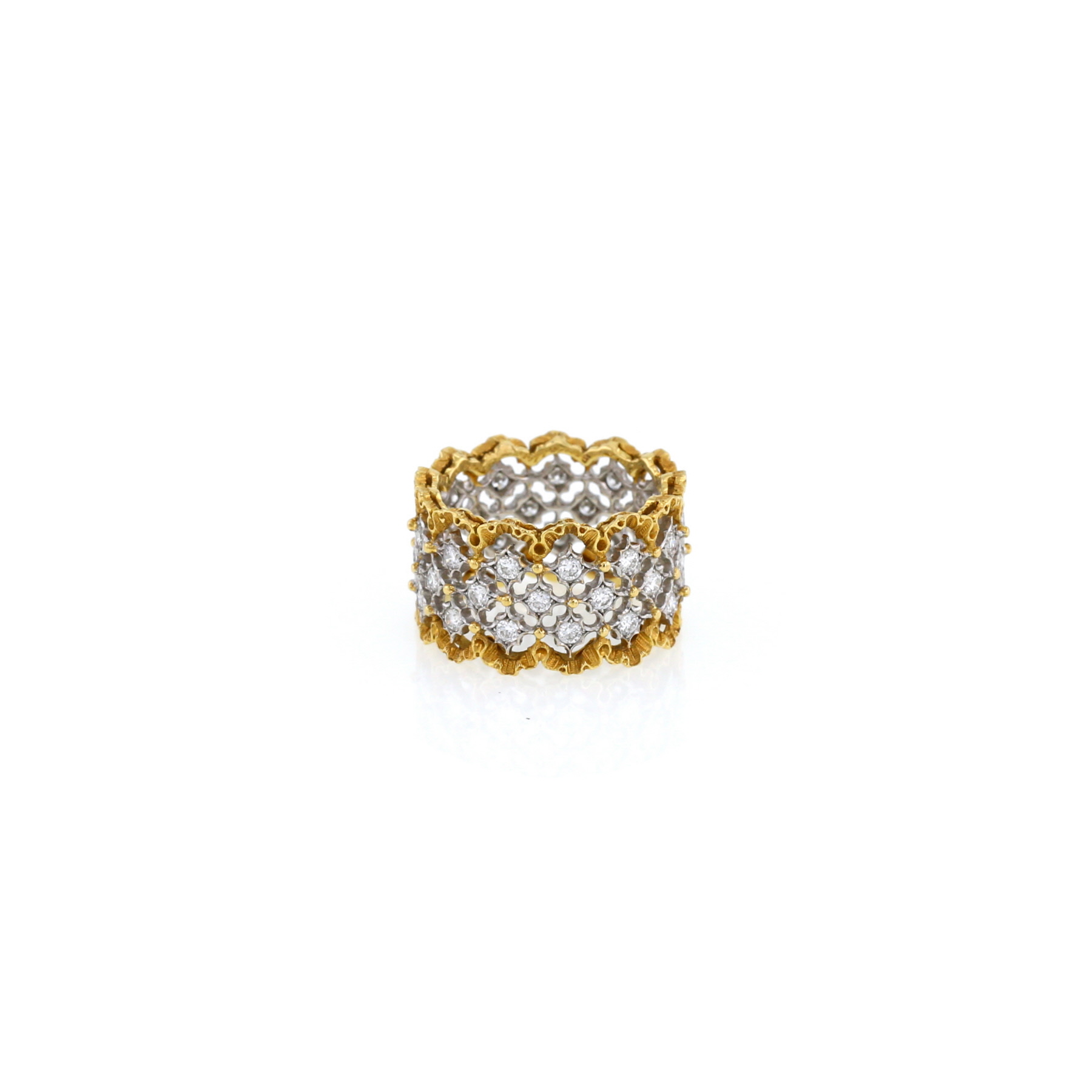 Buccellati Eternelle Rombi ring in yellow gold, white gold and diamonds