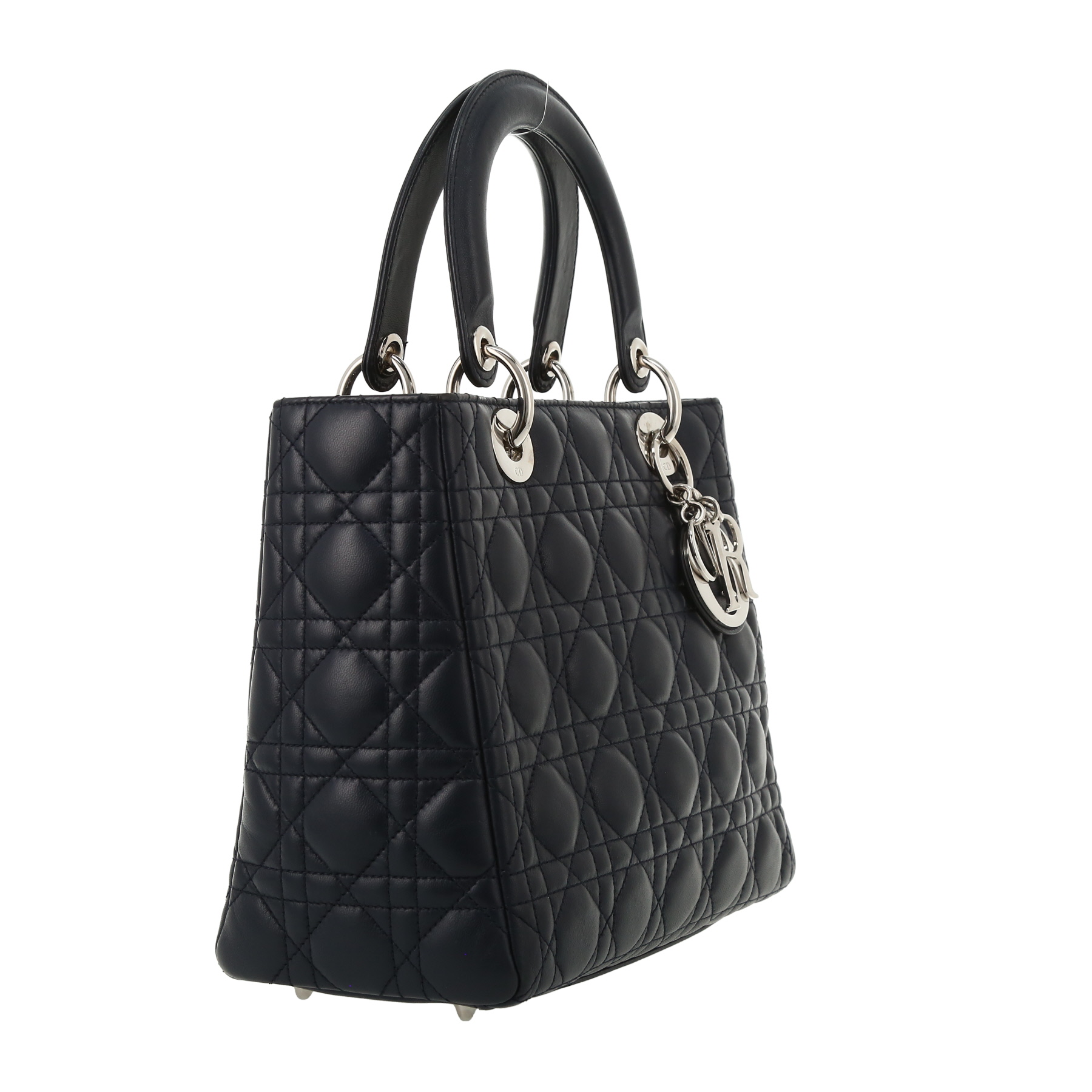 Bolso de mano Dior  Lady Dior en cuero cannage azul marino