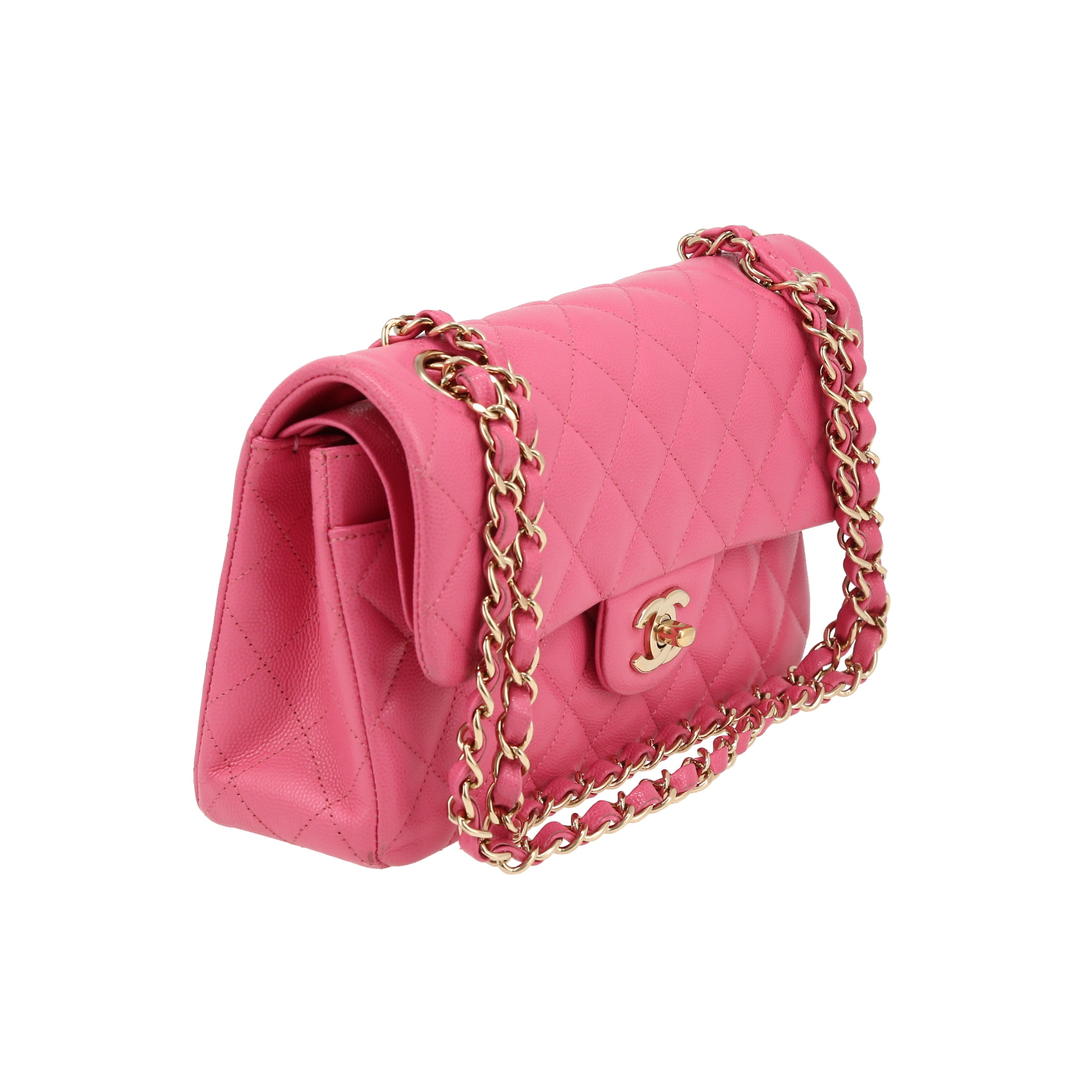 Chanel  Timeless Petit shoulder bag  in pink quilted leather