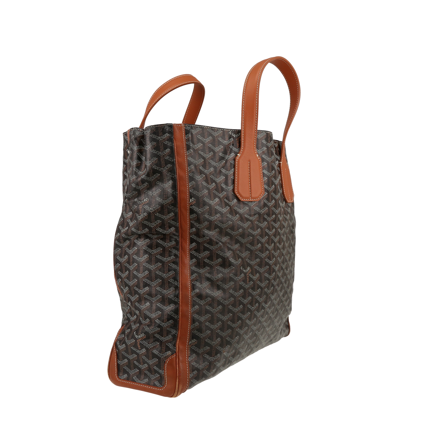 Sac cabas Goyard  Voltaire en toile Goyardine marron et cuir marron