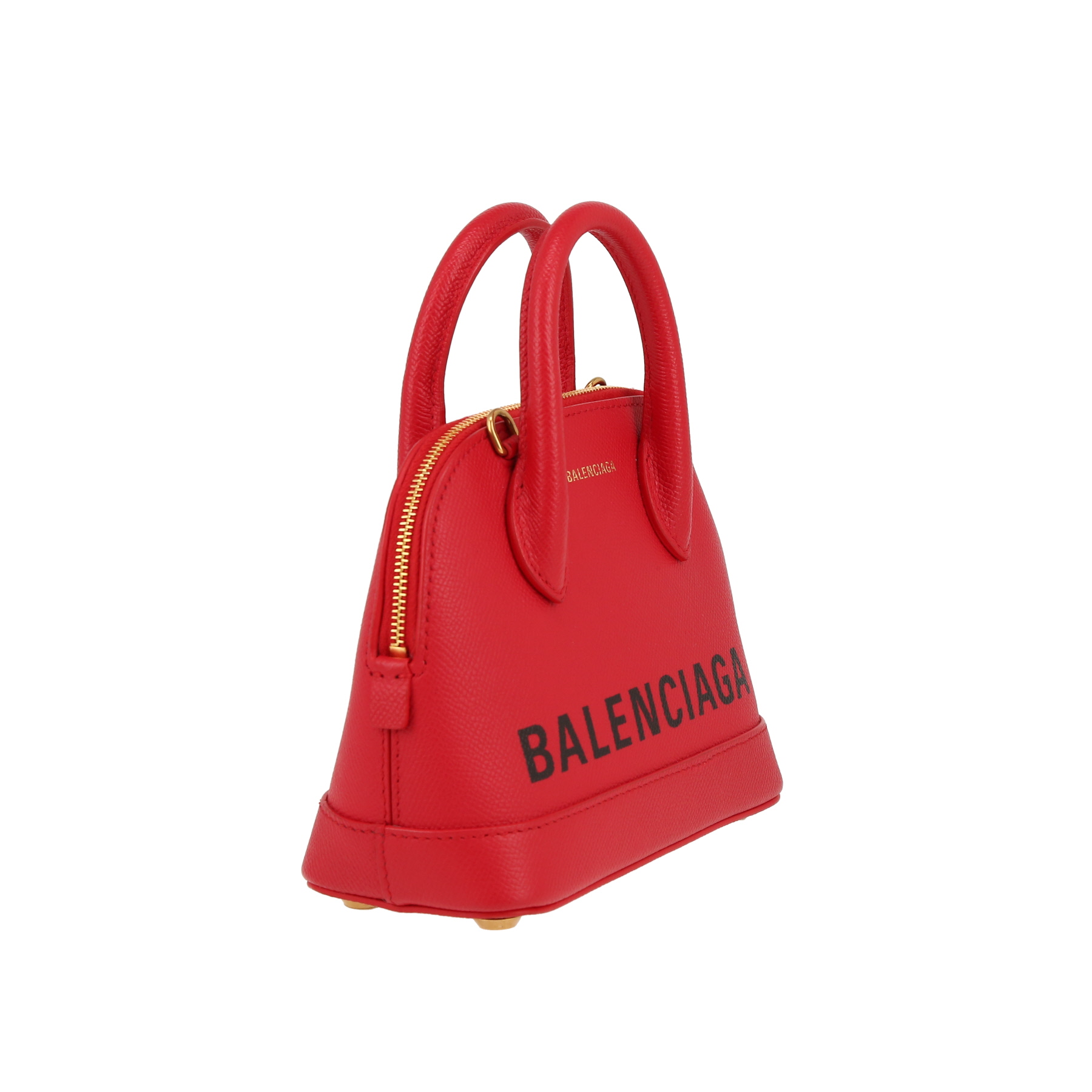 Balenciaga  Ville Top Handle mini  shoulder bag  in red grained leather