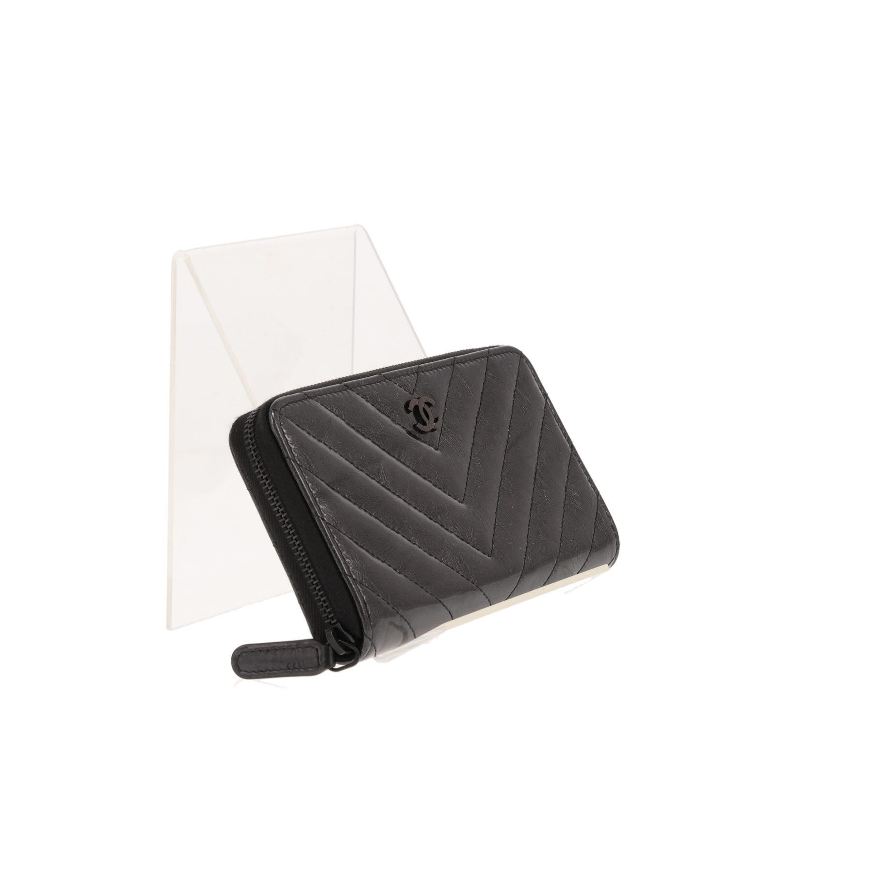 Portefeuille Chanel   en cuir verni matelassé
