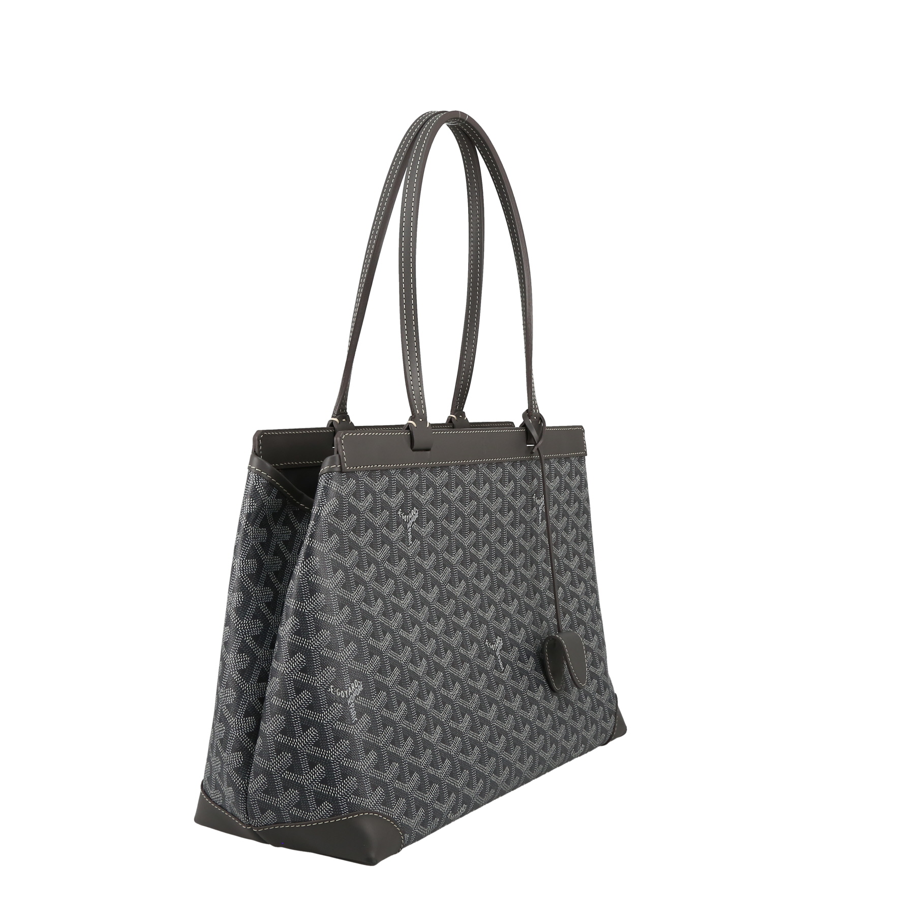 Shopping bag Goyard  Bellechasse in tela Goyardine grigia e pelle grigia