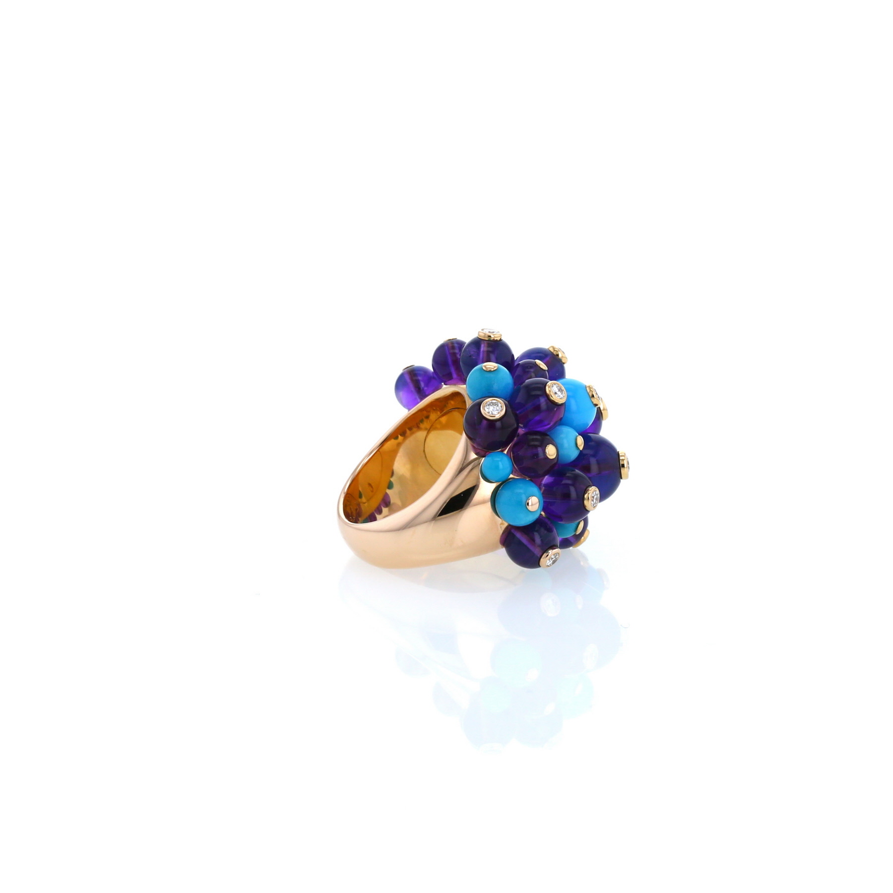 Anello Cartier Délice de Goa in oro rosa,  turchese e ametista