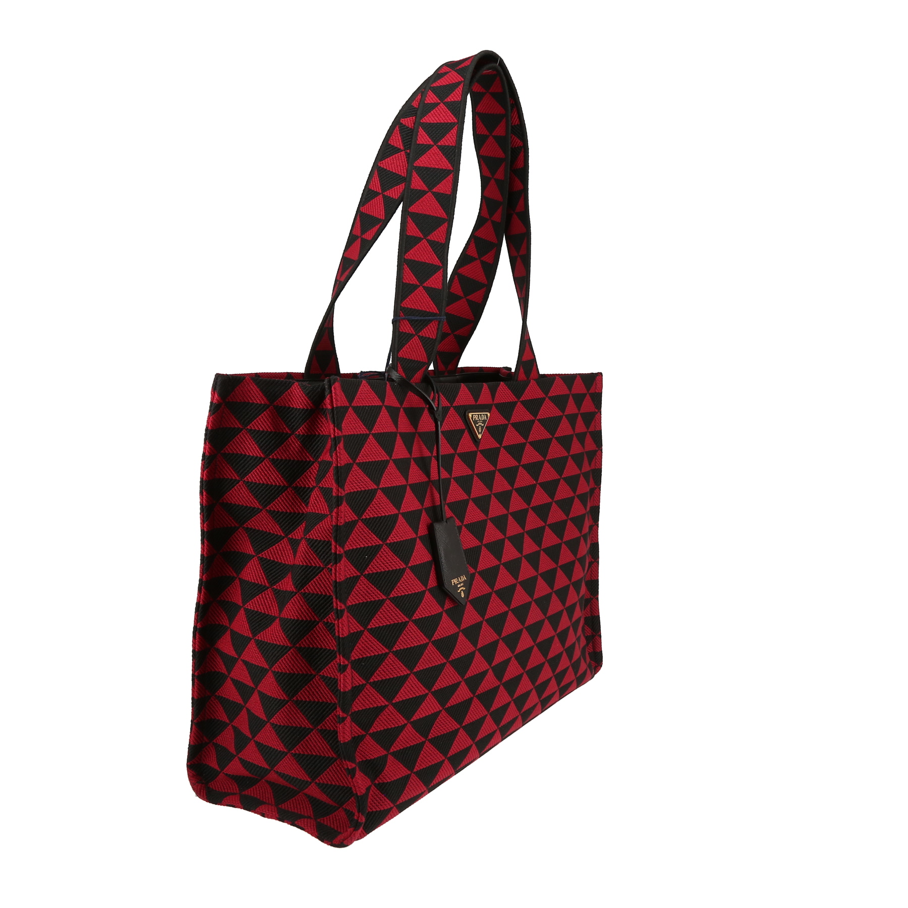 Prada  Symbole shopping bag  in red and black canvas