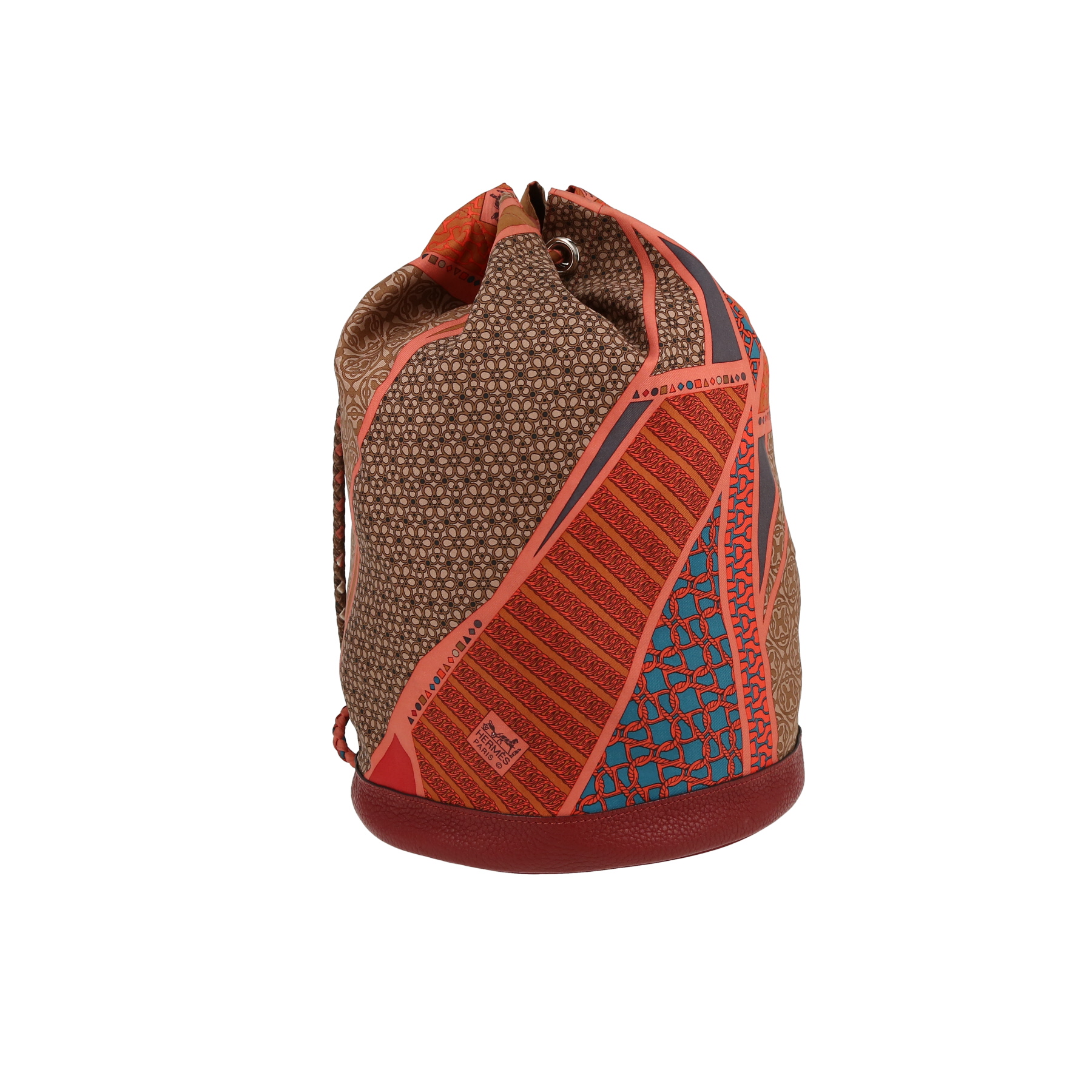 Borsa a spalla Hermès  Soie Cool in seta multicolore e pelle taurillon clemence rosso H