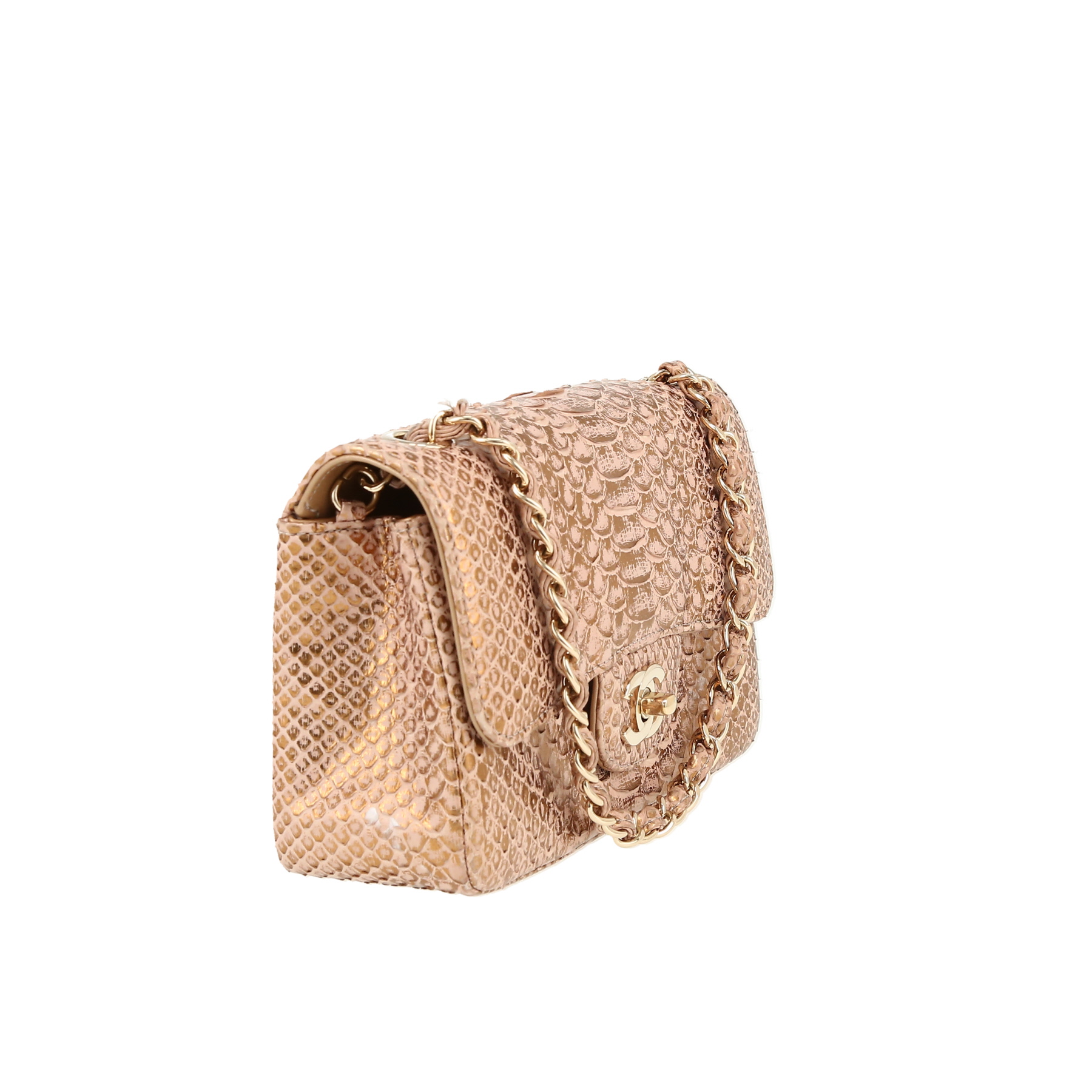 Borsa a tracolla Chanel  Mini Timeless in pitone dorato