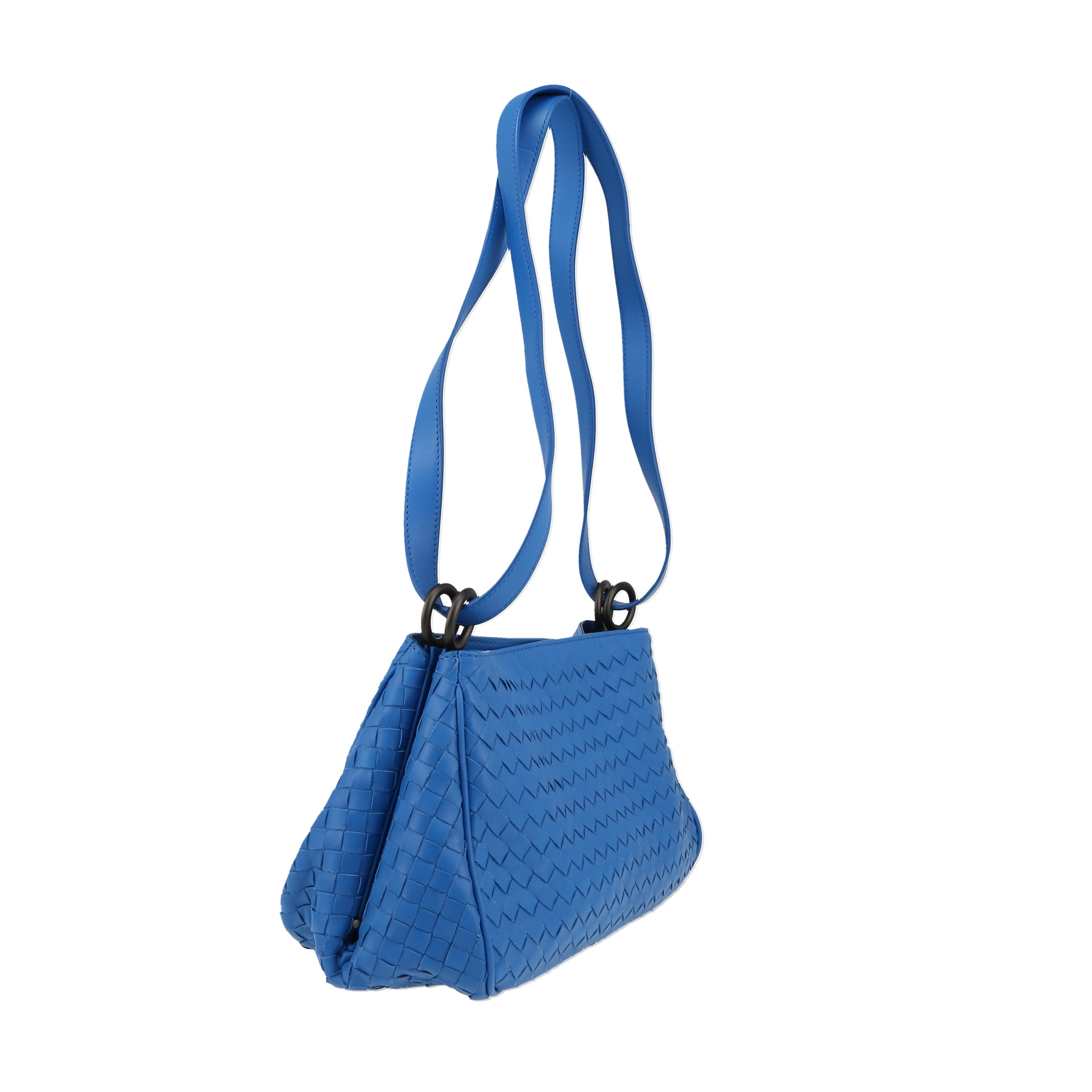 Bottega Veneta   shoulder bag  in blue intrecciato leather