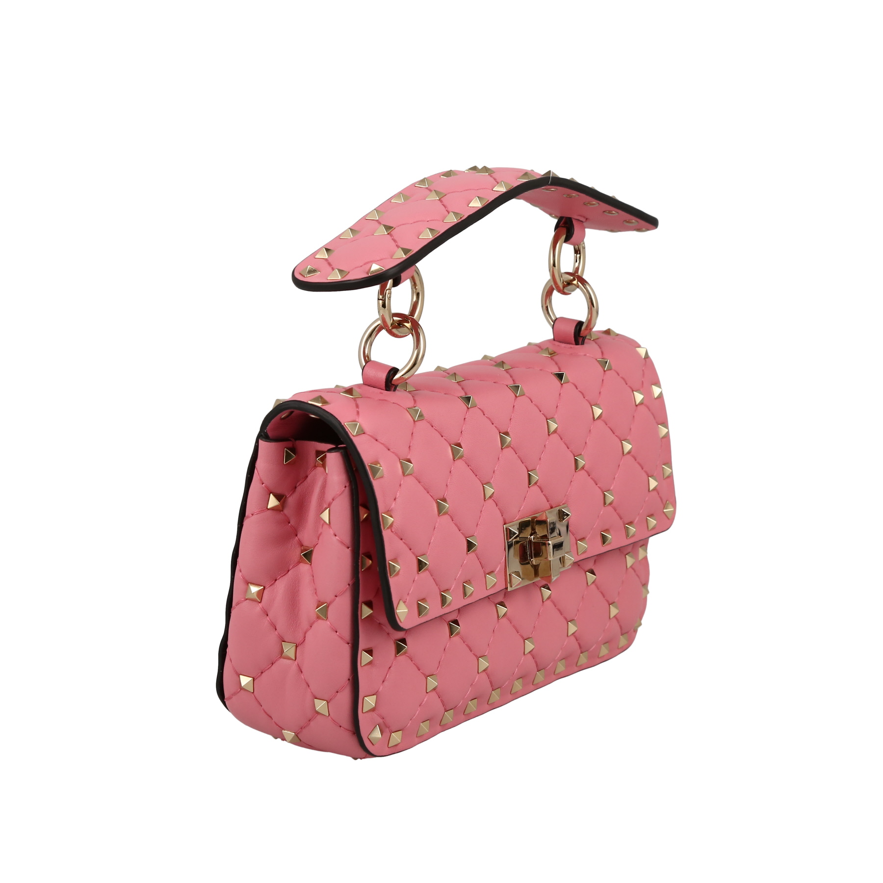 Valentino Garavani  Rockstud small model  shoulder bag  in pink quilted leather