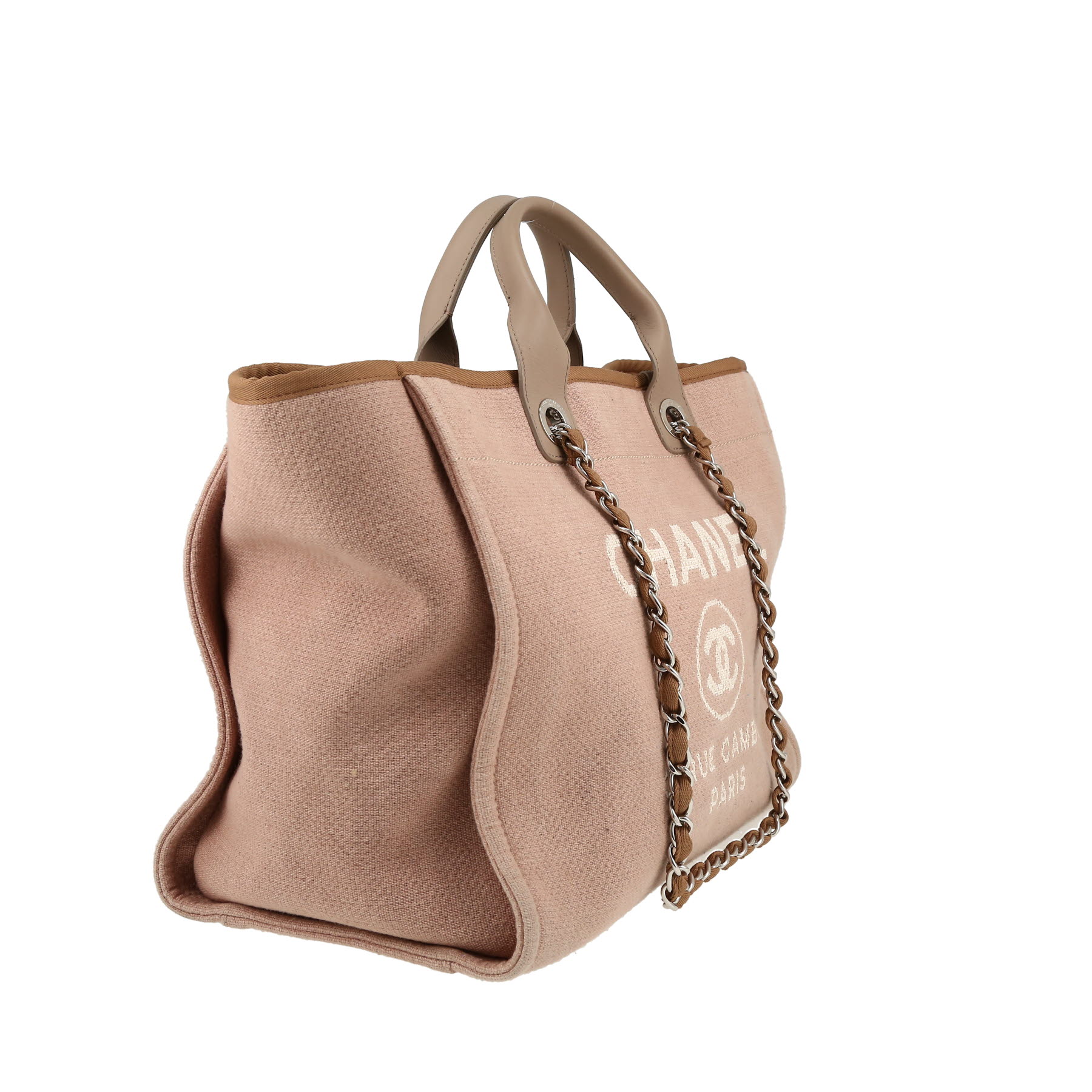 Sac cabas Chanel  Deauville en toile beige et cuir beige