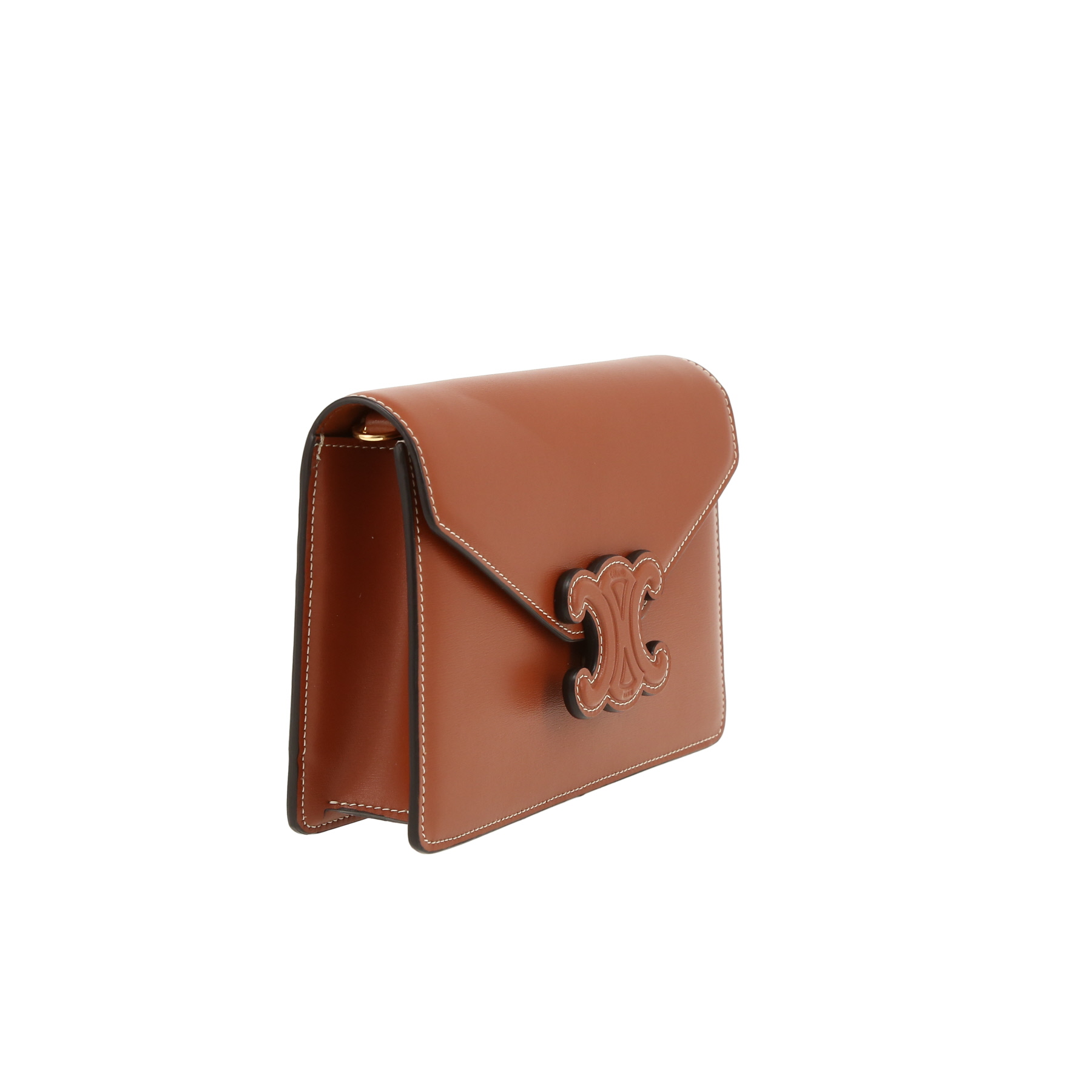 Celine  Triomphe shoulder bag  in brown leather