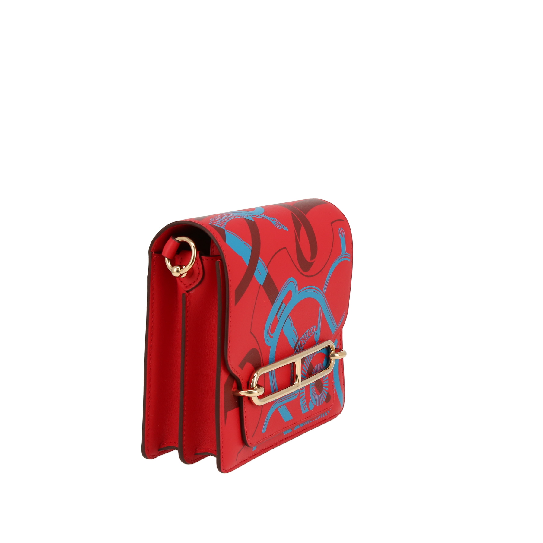 Sac bandoulière Hermès  Roulis en cuir Swift rouge et bleu