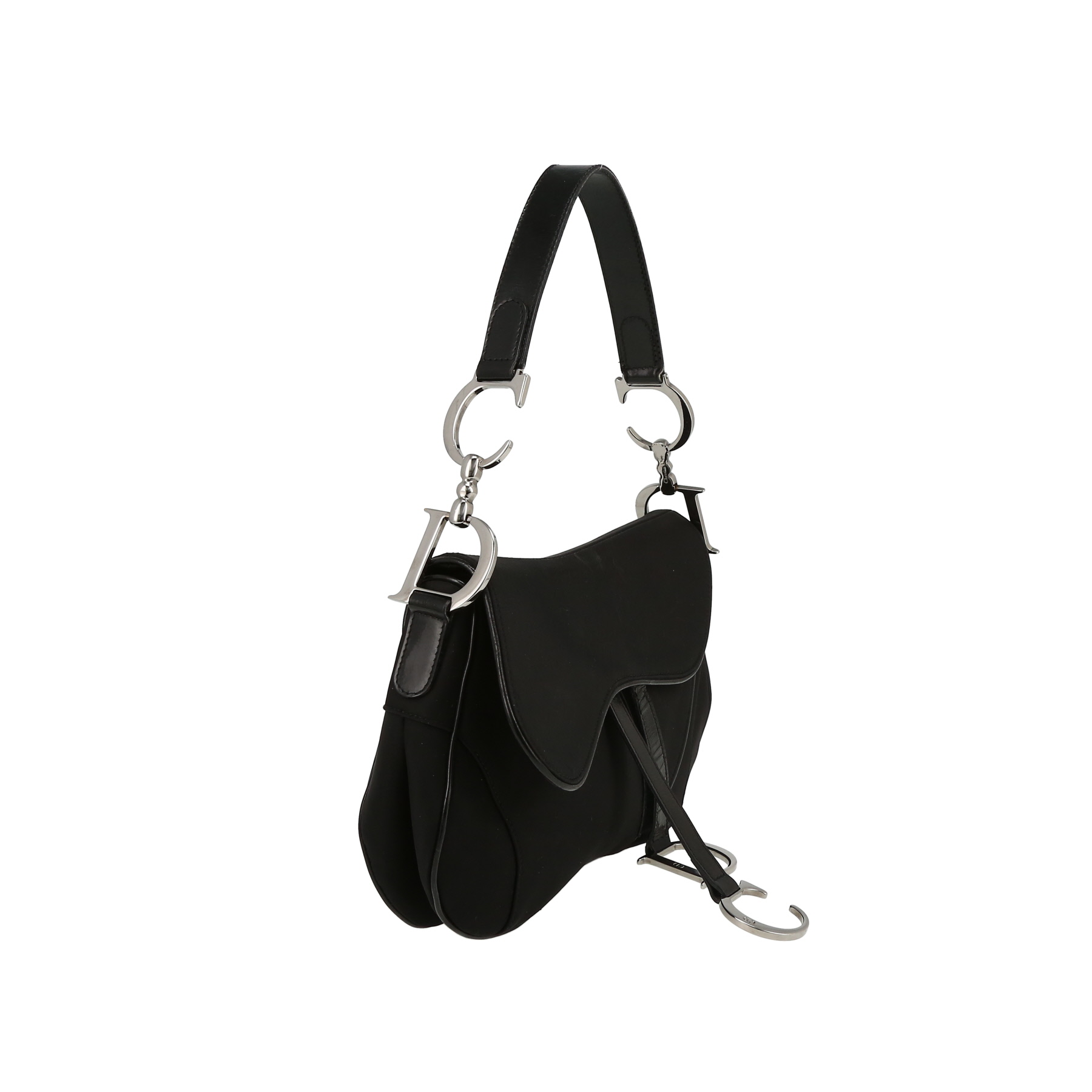 Dior  Saddle handbag  in black canvas  and black patent leather