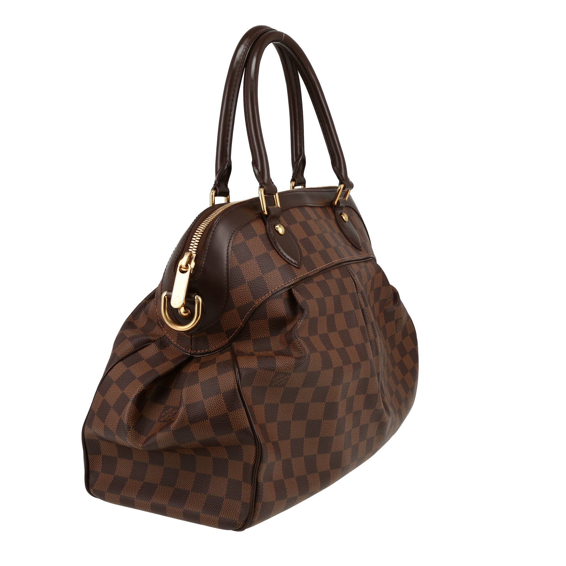 Louis Vuitton  Trevi handbag  in ebene damier canvas  and brown leather