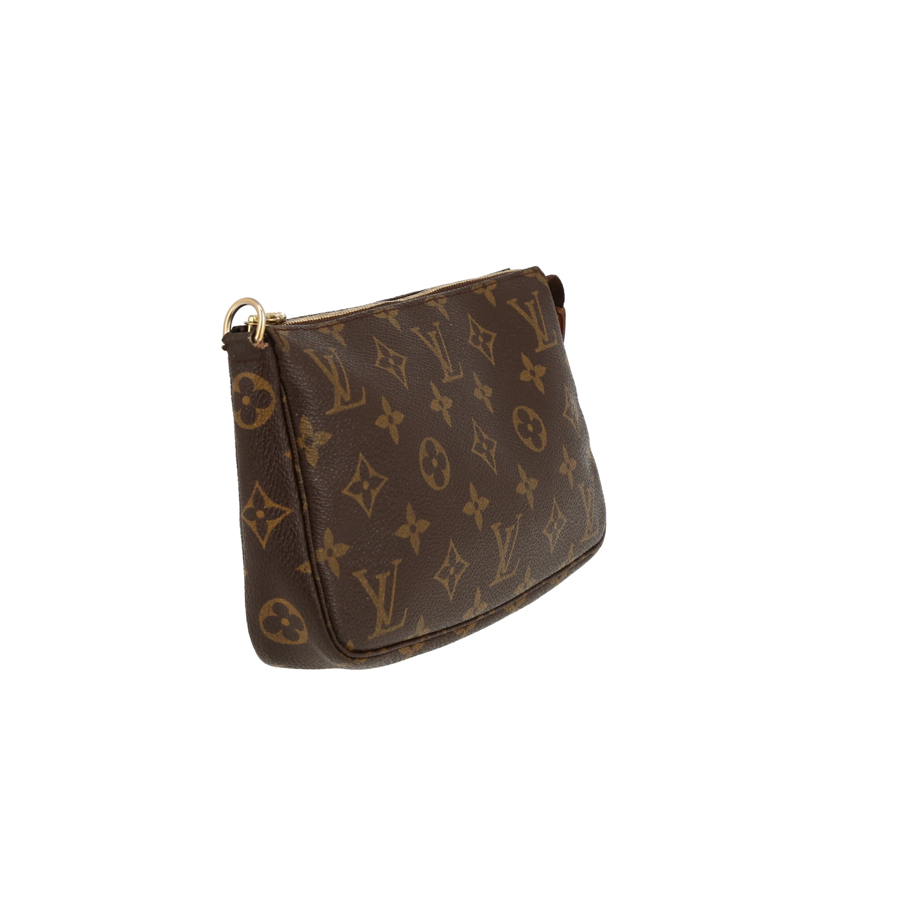 Pochette Louis Vuitton  Pochette accessoires en toile monogram marron et cuir naturel
