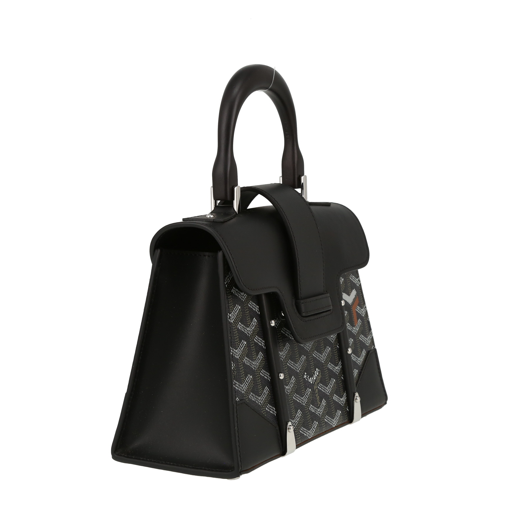 Goyard  Saigon mini  shoulder bag  in black and grey Goyard canvas  and black leather
