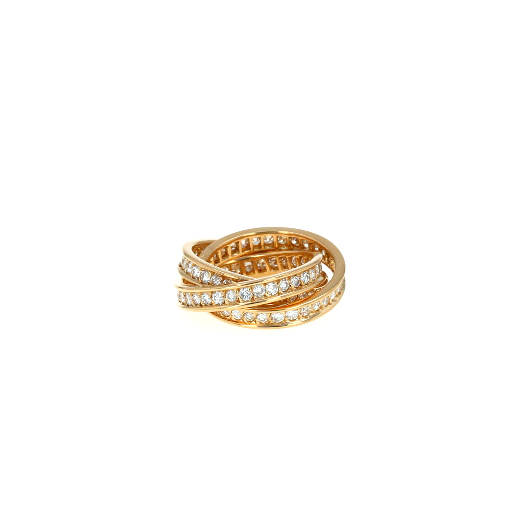 Bague années 70 Cartier Trinity en or jaune et diamants