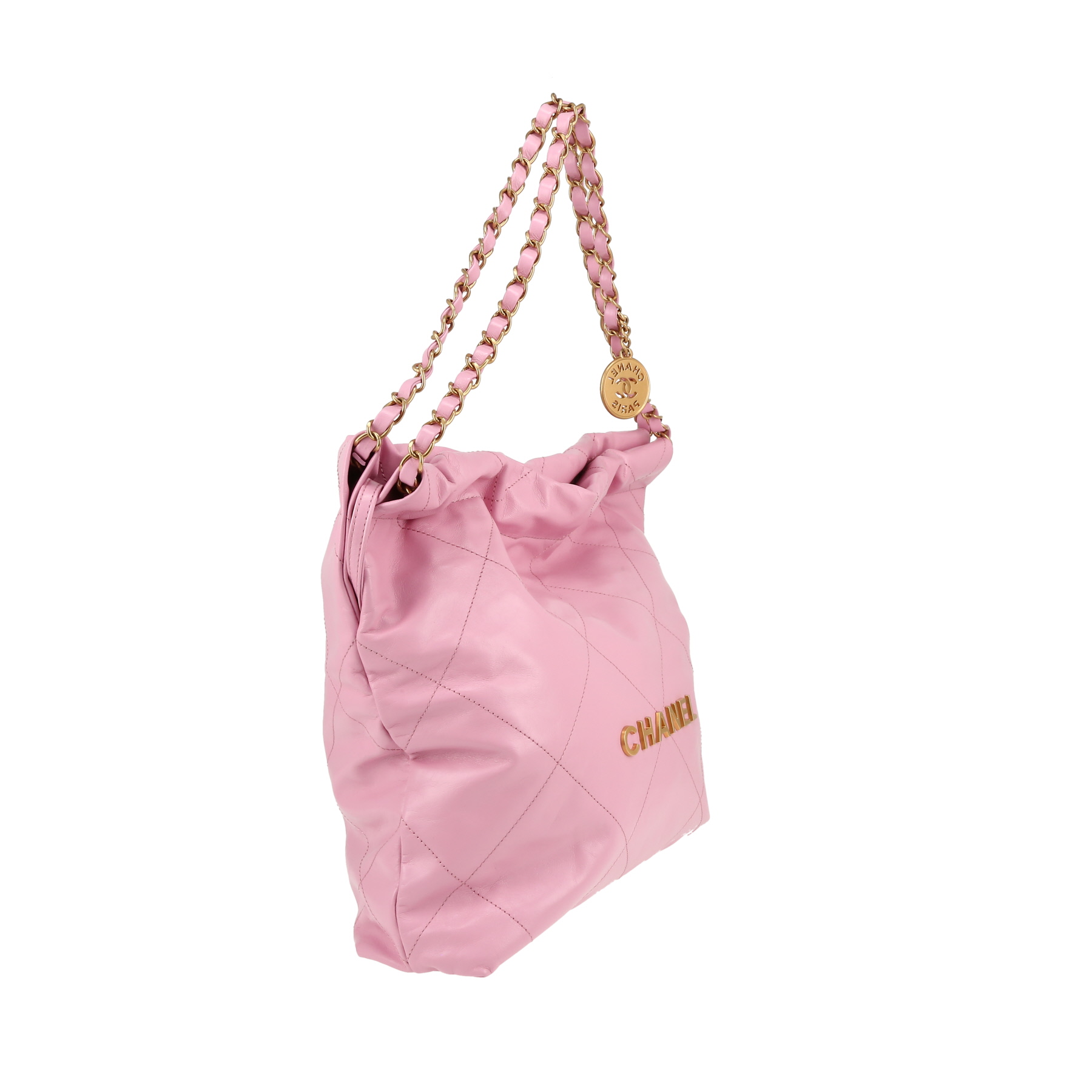 Sac cabas Chanel  22 petit modèle  en cuir rose