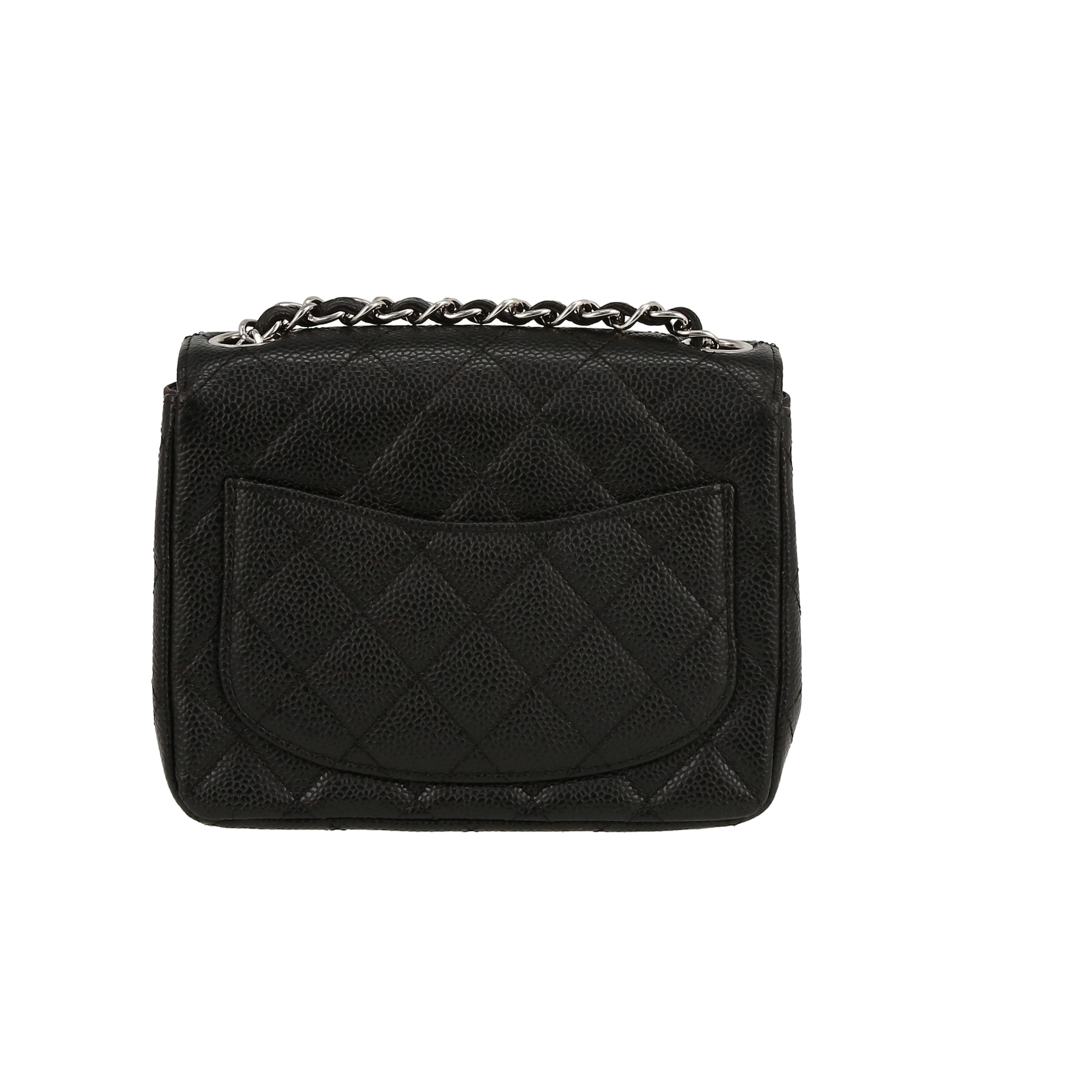 Mini Carré Handbag In Black Quilted Grained Leather