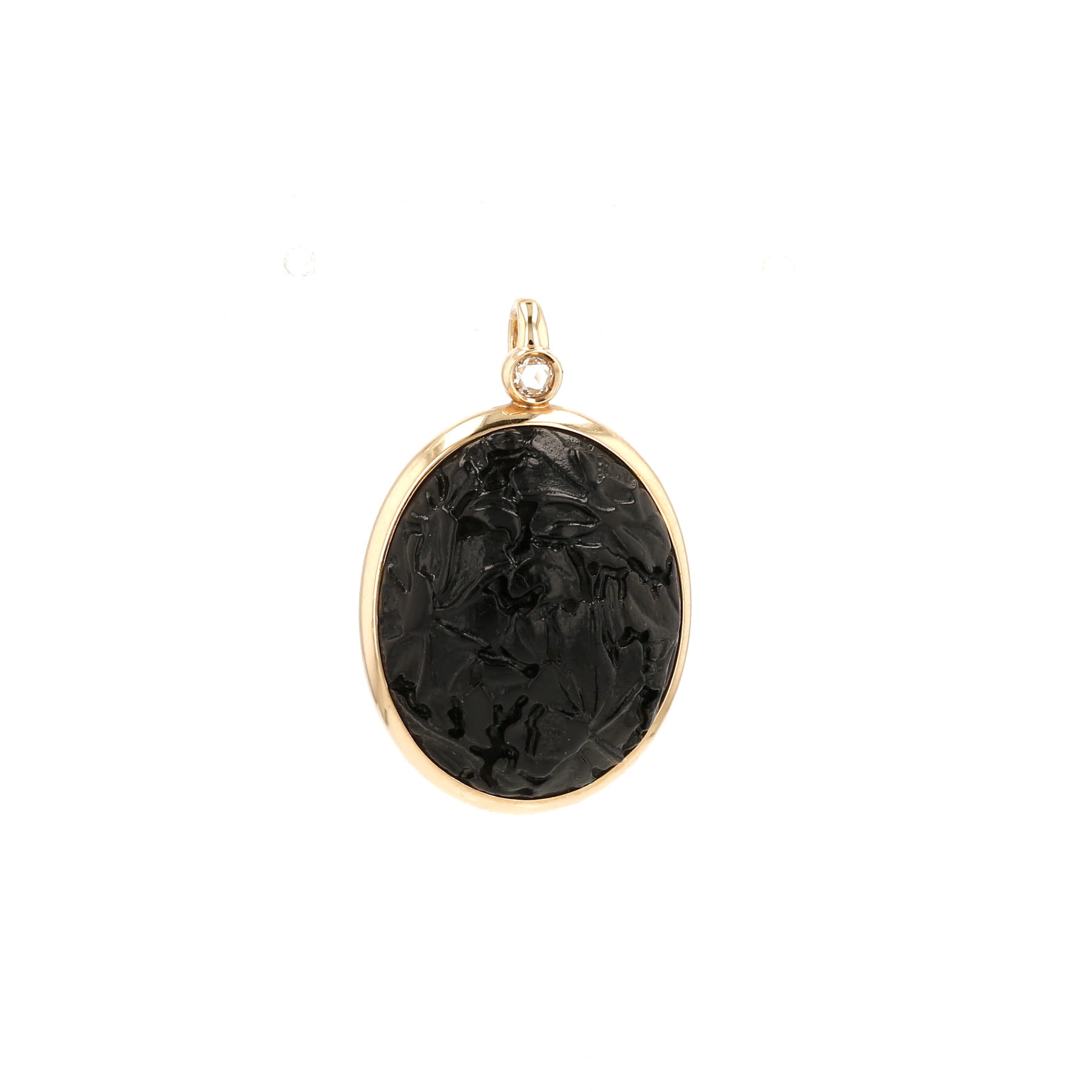 Pomellato Victoria pendant in pink gold, jet and diamond