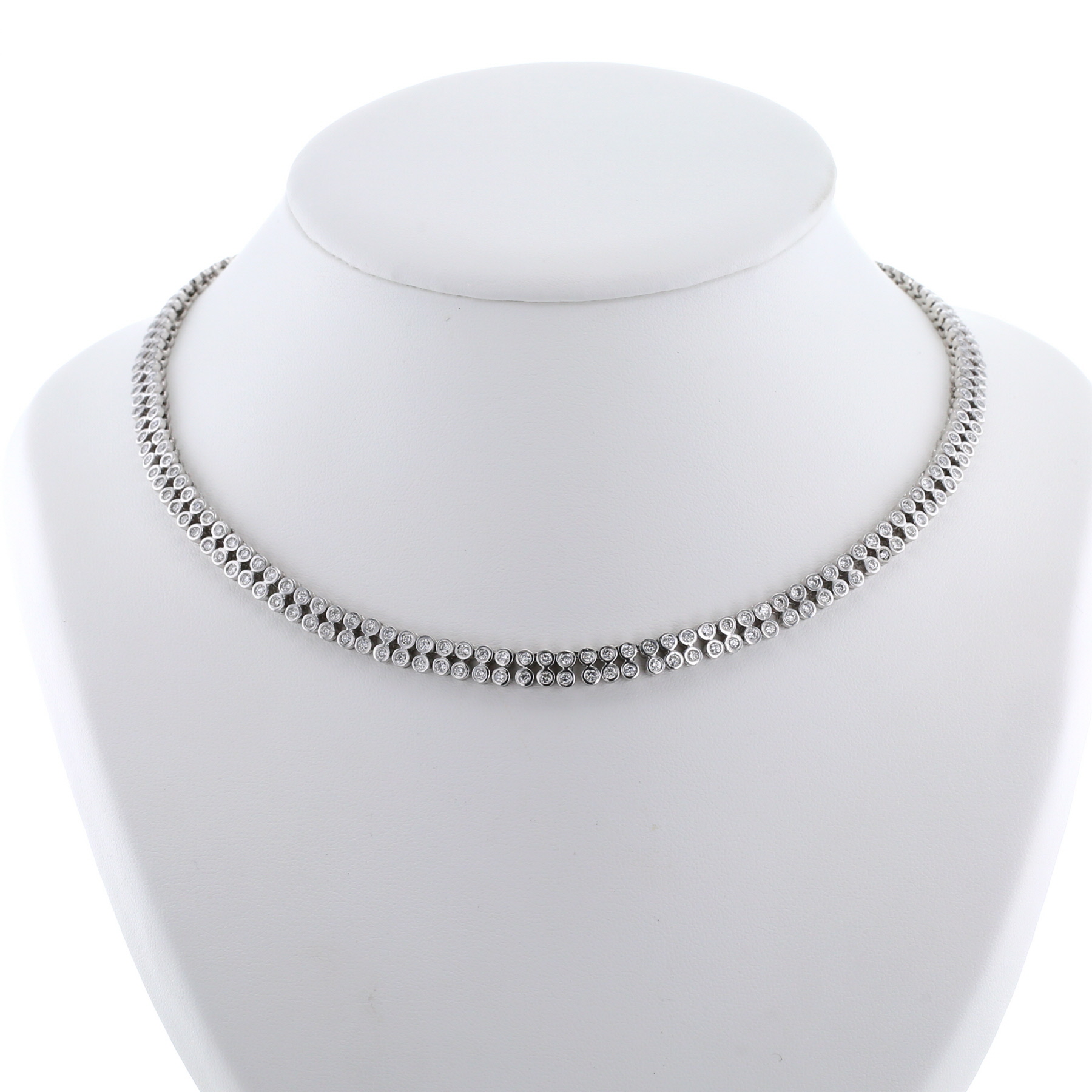 Girocollo a maglia rolò in oro bianco 18k con diamanti | GV