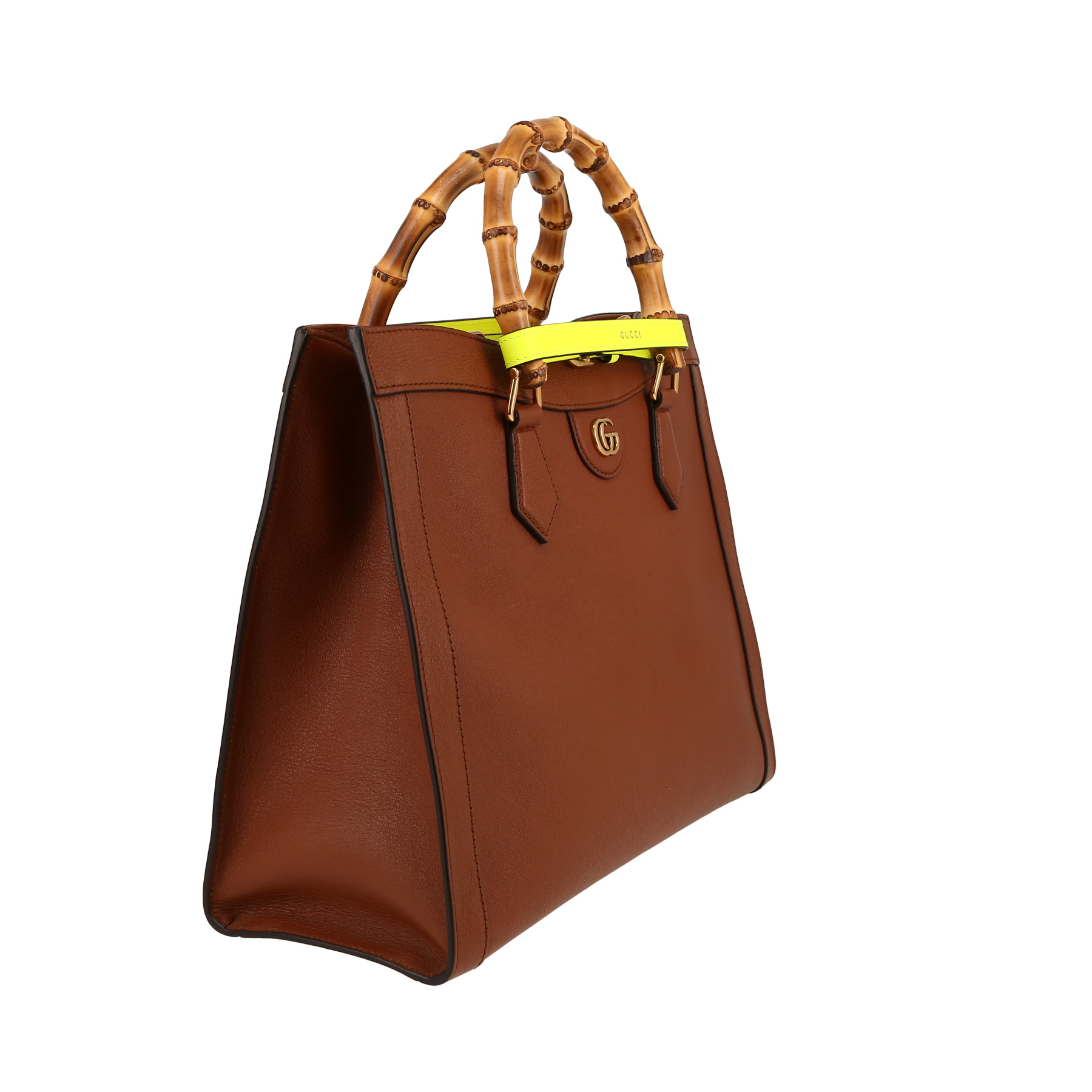 Sac à main Gucci  Diana moyen modèle  en cuir marron et bambou