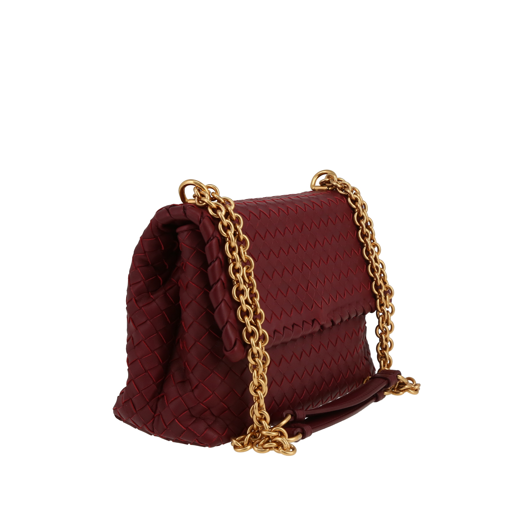 Borsa a tracolla Bottega Veneta  Olimpia in pelle intrecciata bordeaux