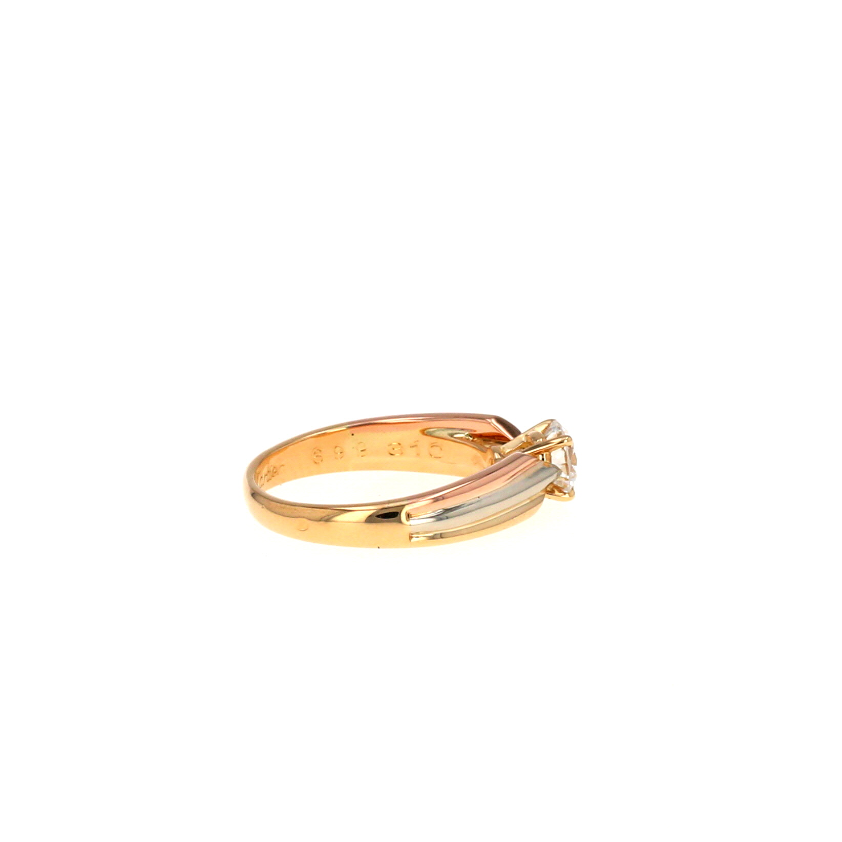 Bague solitaire Cartier Trinity en 3 ors et diamant (0,62 carat)