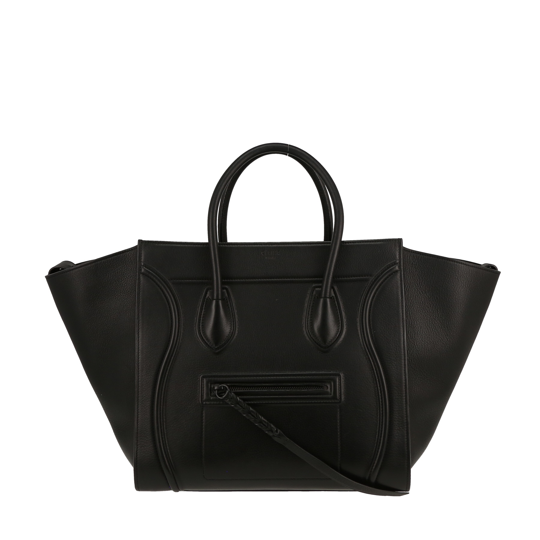 国内即発【CELINE】CABAS PHANTOM SMALL with BELT 18902 BLACK CELINE Soft Grained Calfskin Small Belt Cabas Phantom Black